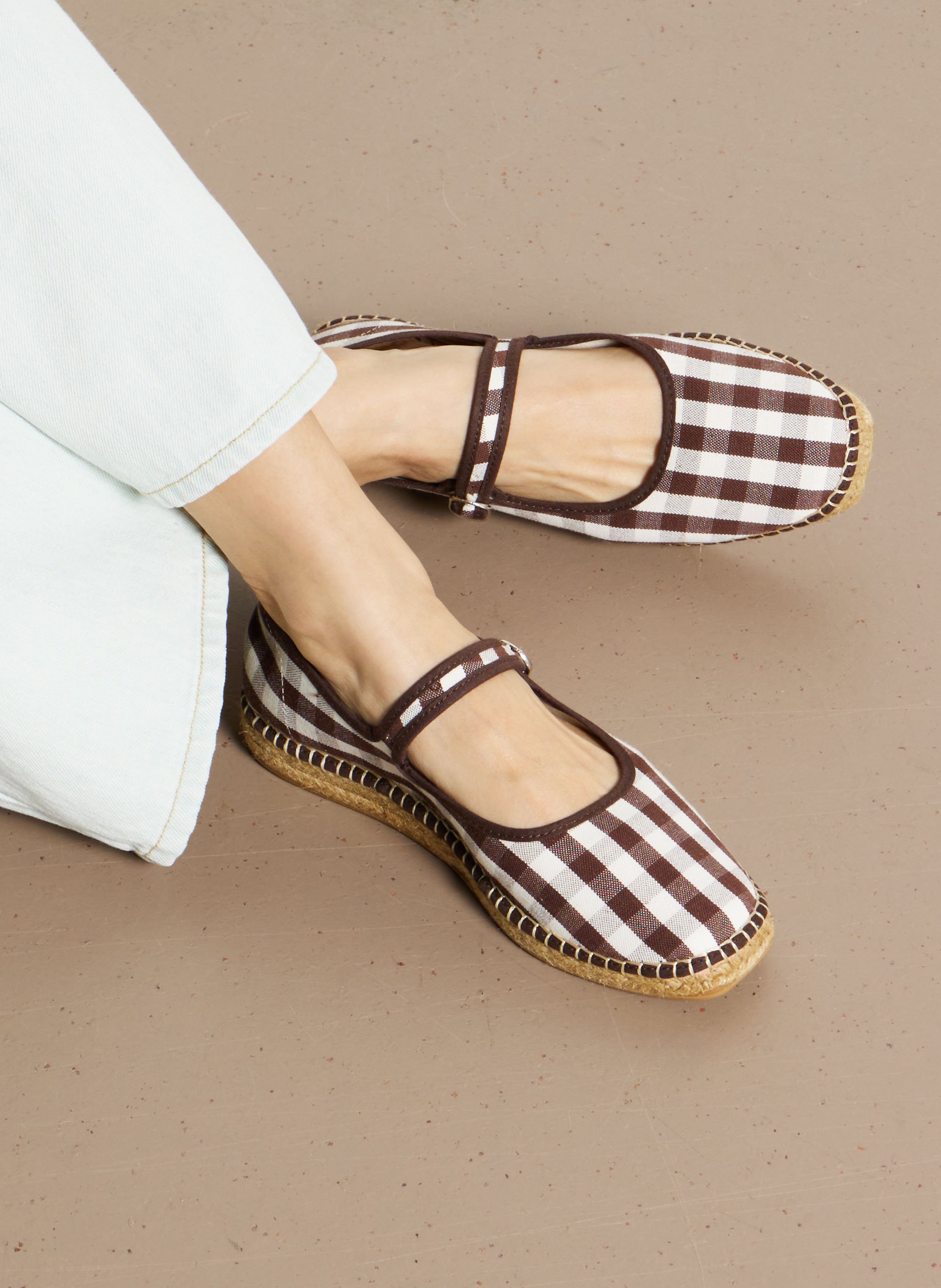 Platte espadrilles van gemengd katoen NAGUISA Bruin