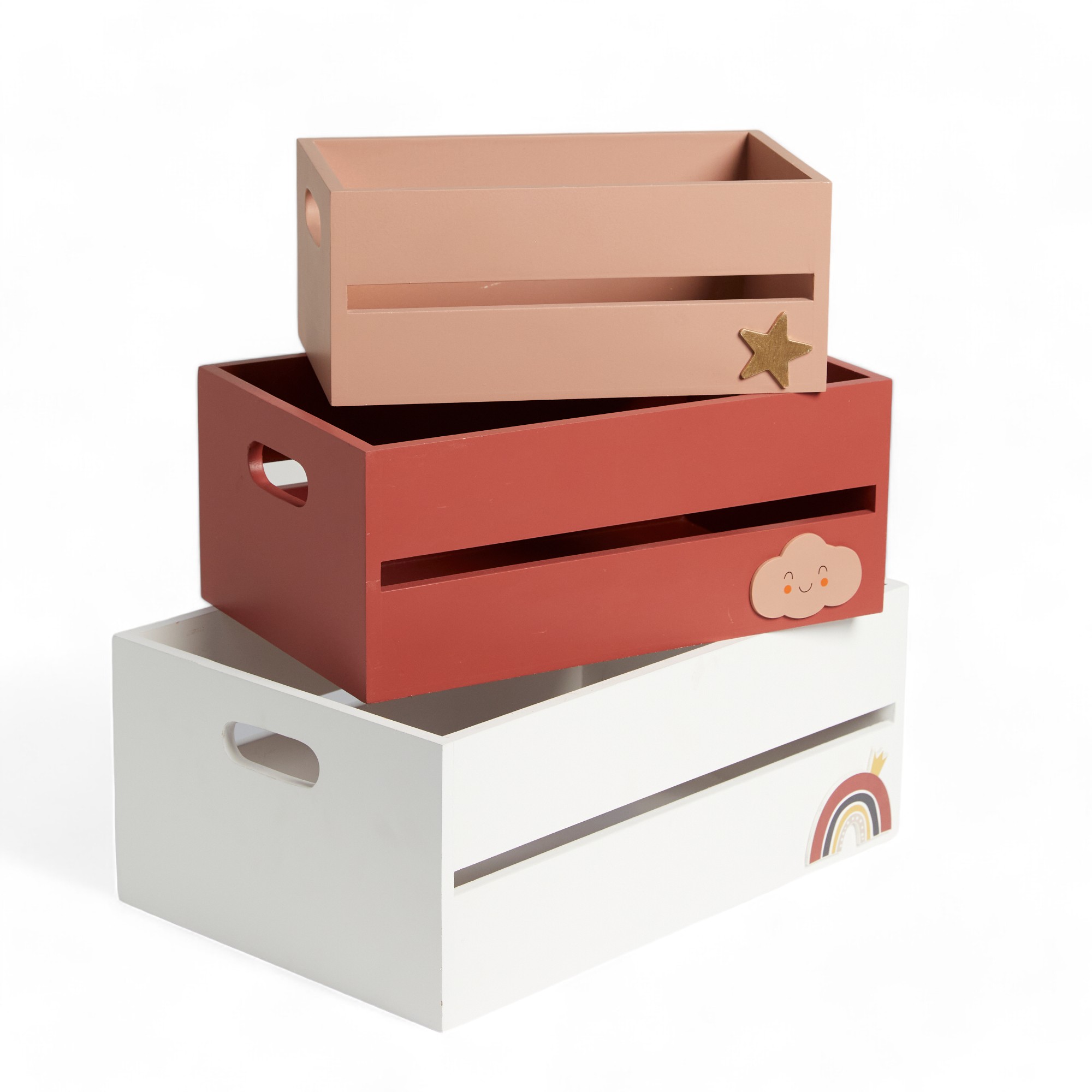 Set of 3 mdf crates FACTORY Pink