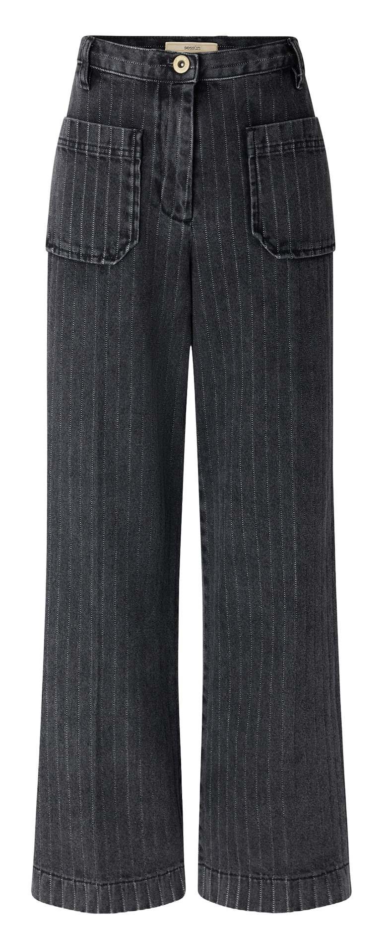 High-rise straight cotton jeans SESSUN Grey