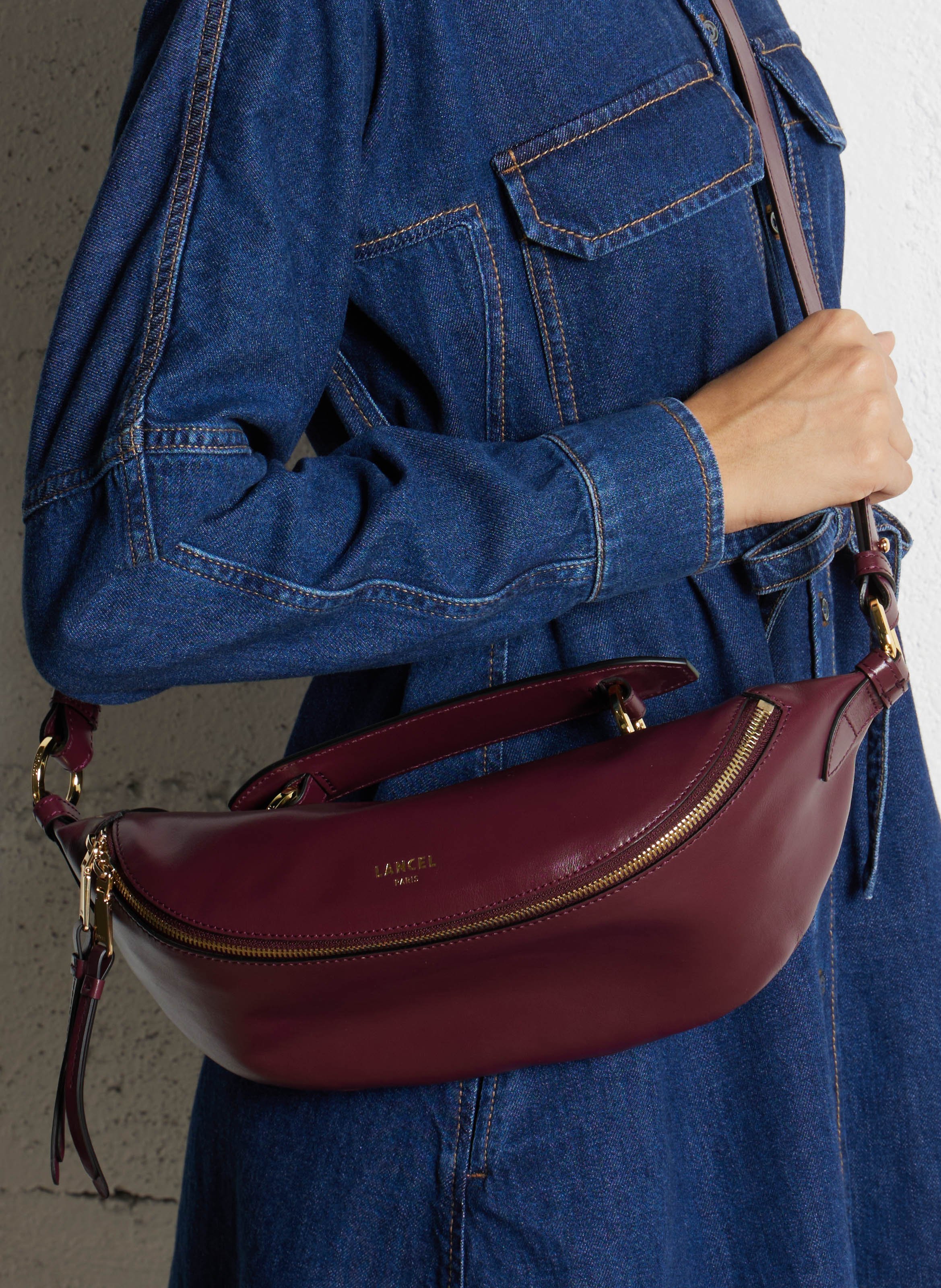 Sac bandoulière en cuir LANCEL Prune