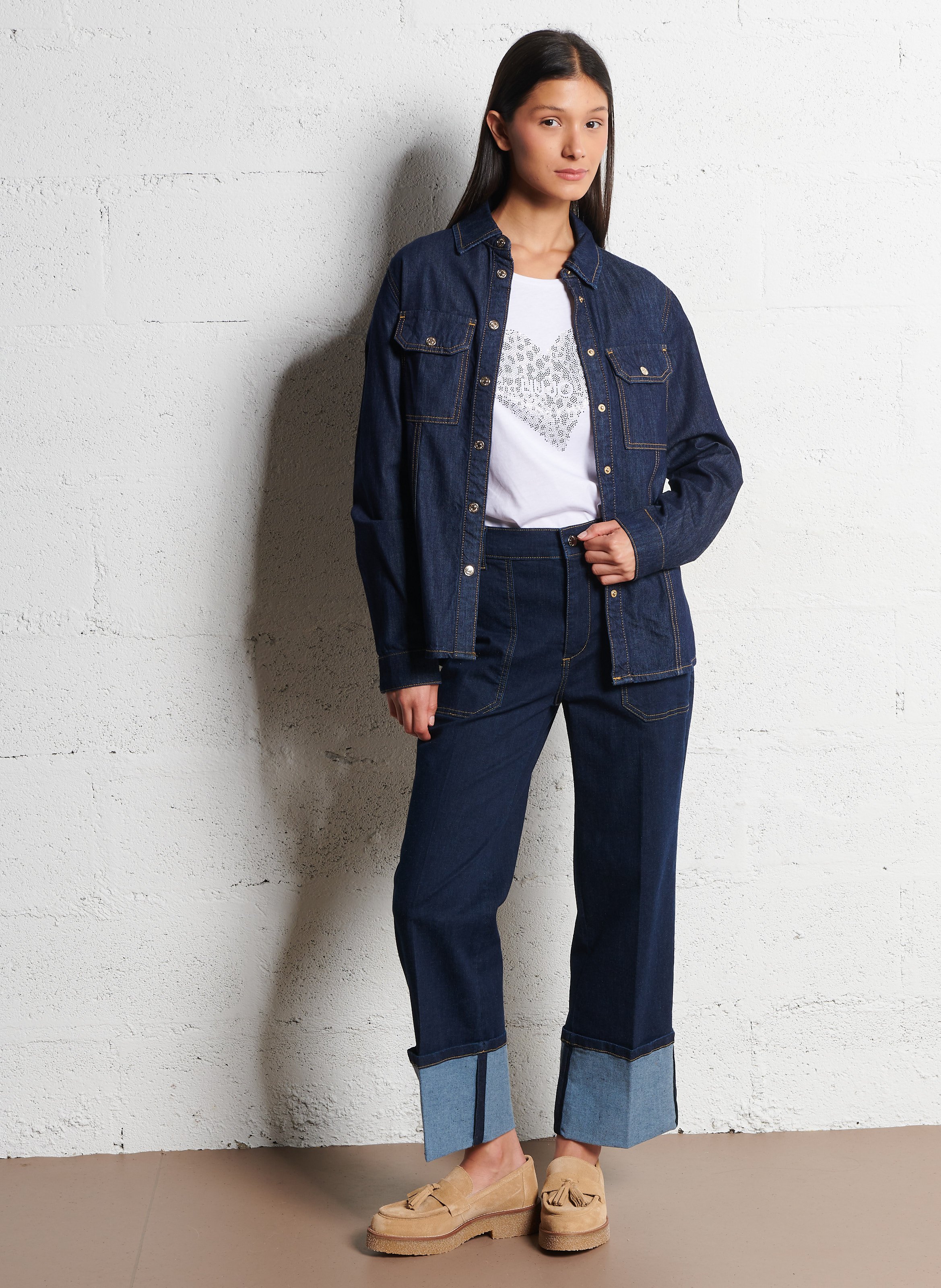 Gerade geschnittene Jeans mit umgeschlagenen Säumen LIU JO Blau