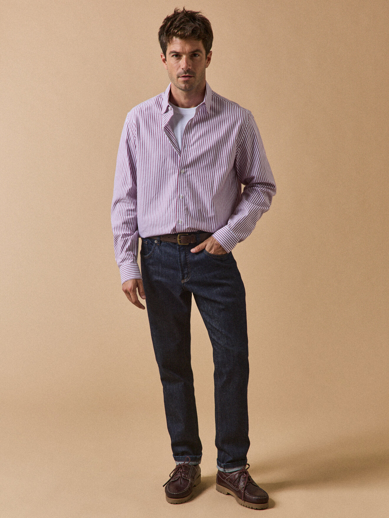 Contemporary cut striped shirt CYRILLUS Red