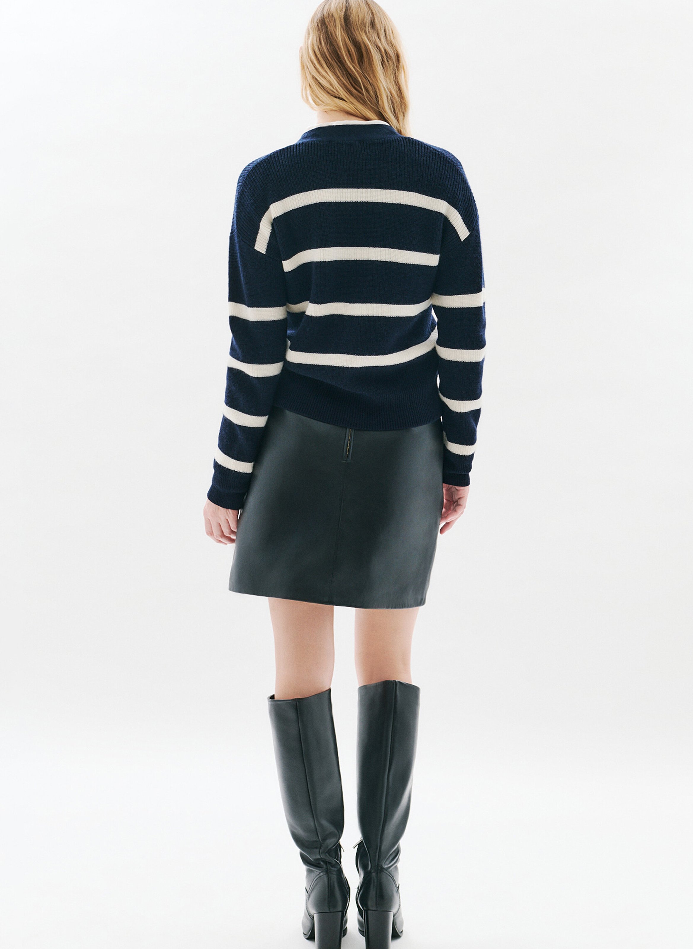 Gilet col V en laine mélangée CAROLL Bleu