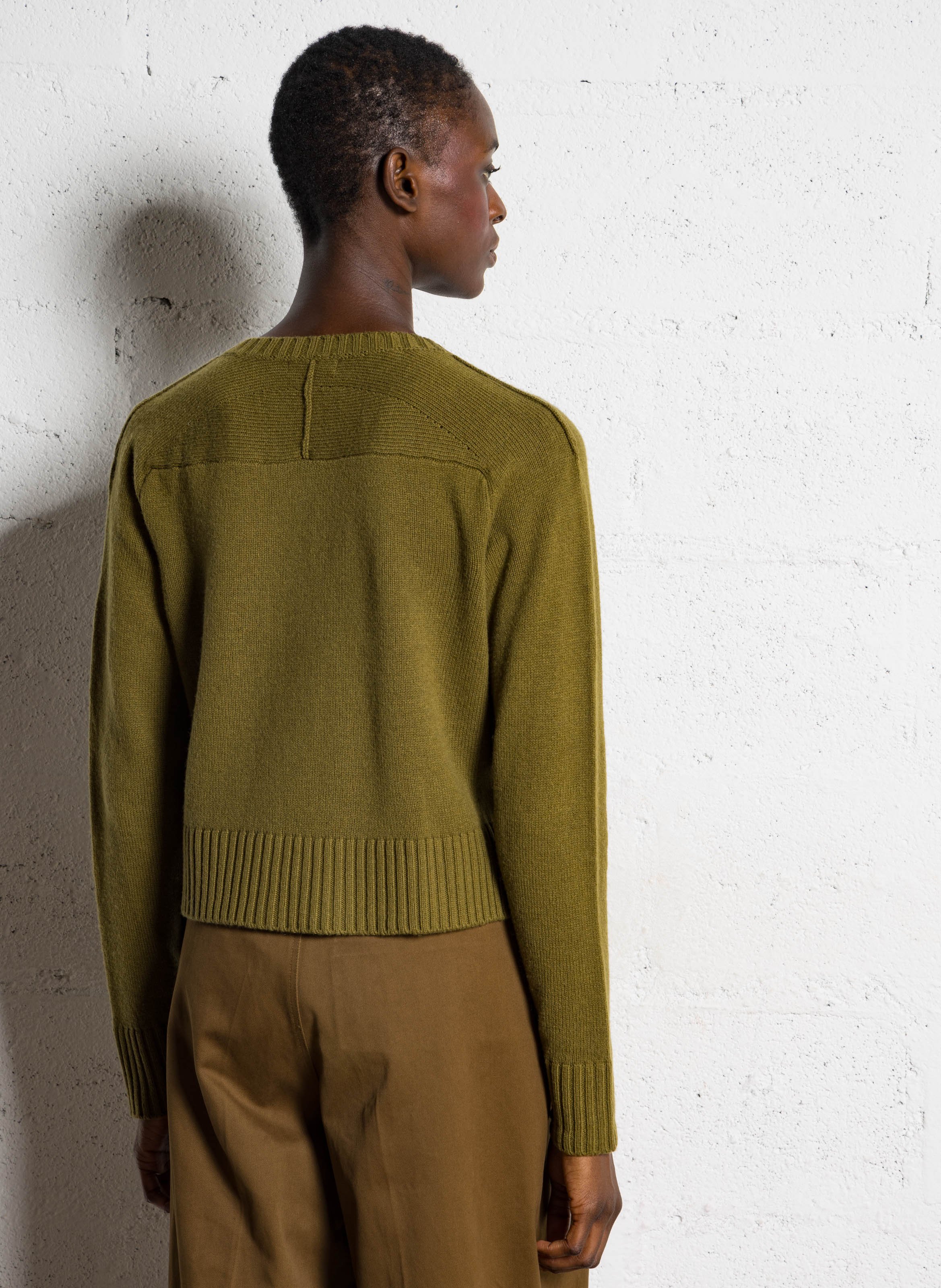 Cardigan col rond droit en laine SOEUR Marron