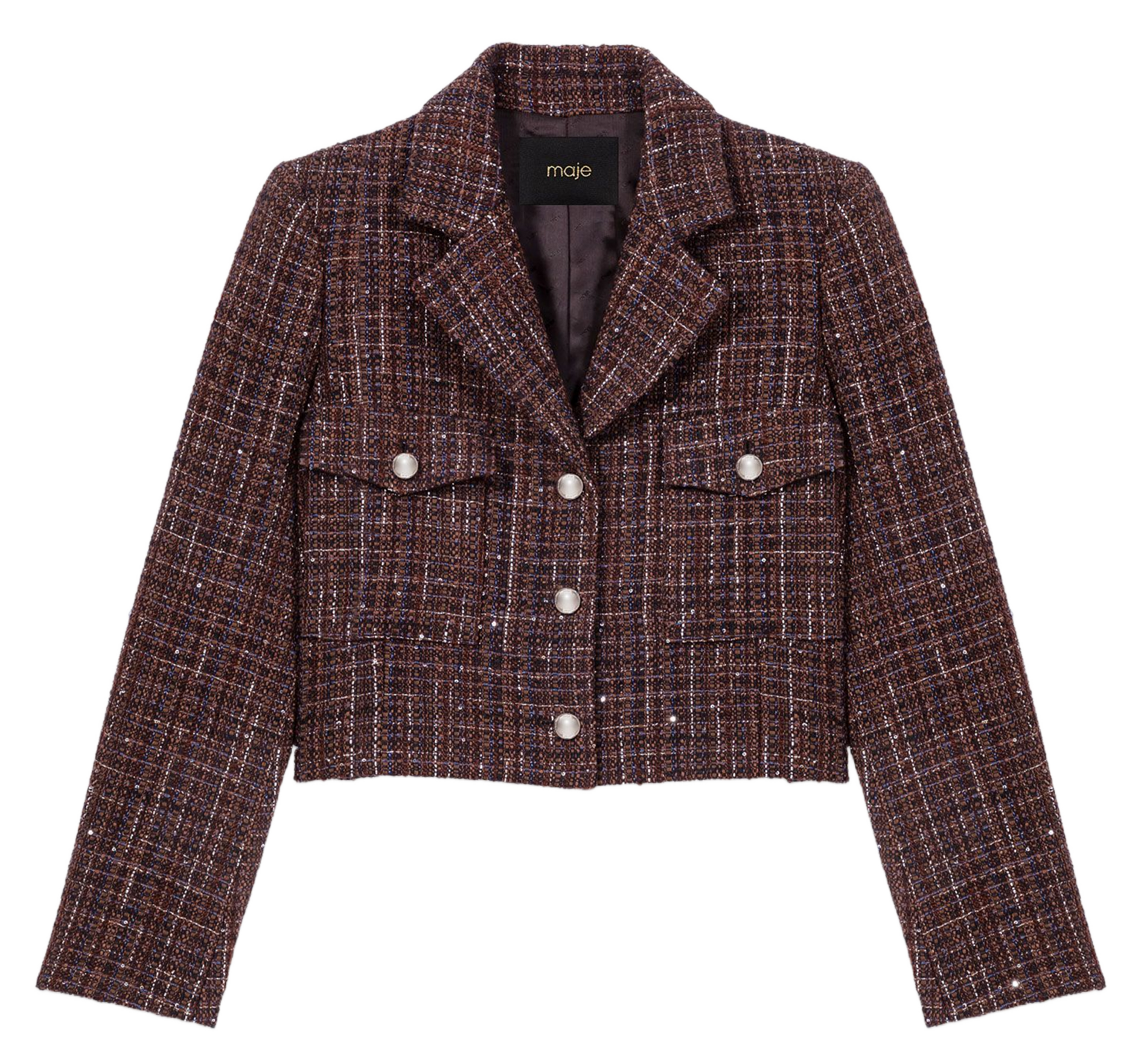 Veste courte tailleur en tweed MAJE Marron