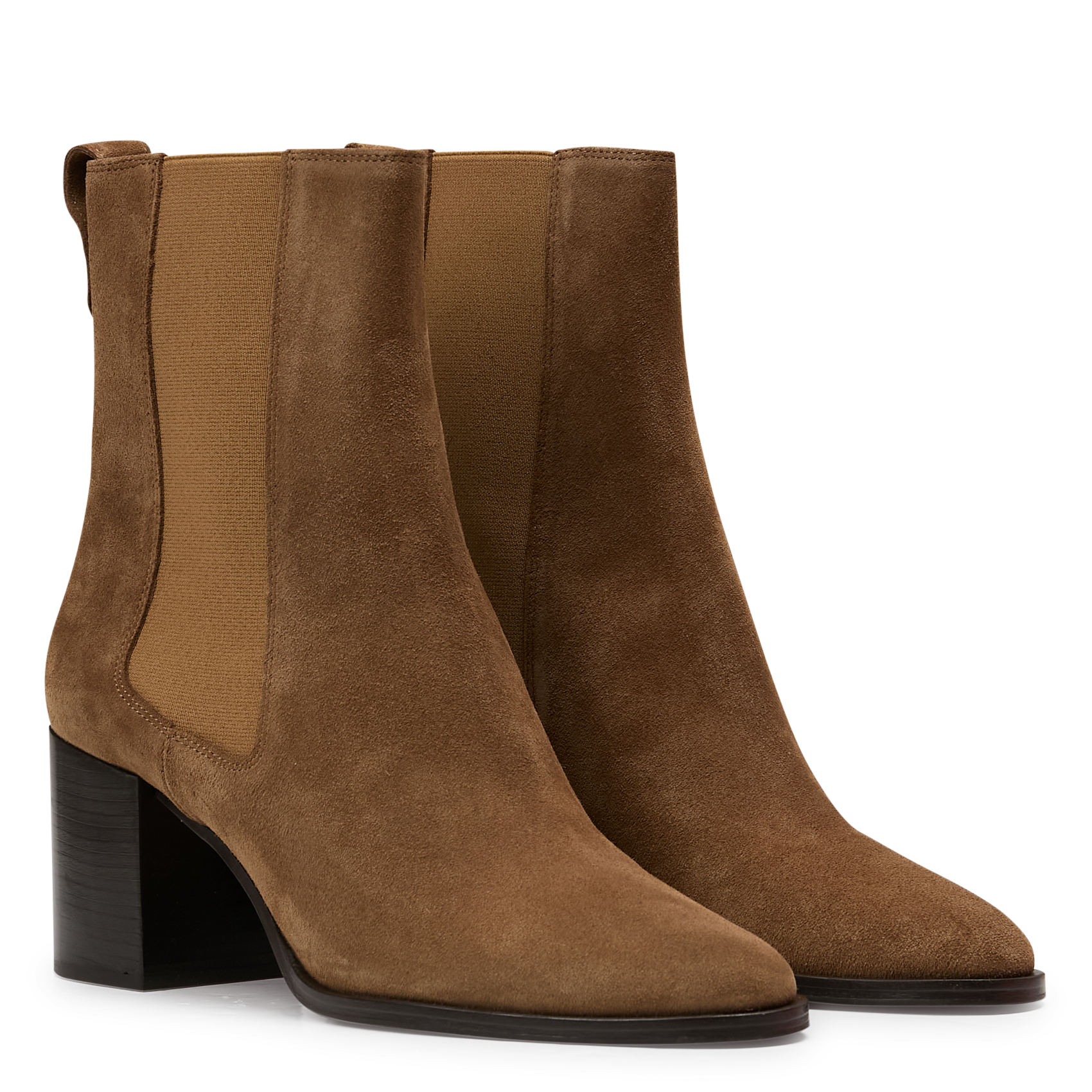 Bottines à talons en cuir velours RIVECOUR Marron