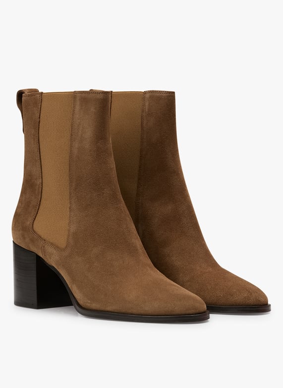 Veloursleder-Stiefeletten mit Absatz | Braun by RIVECOUR Veloursleder-Stiefeletten mit Absatz Braun