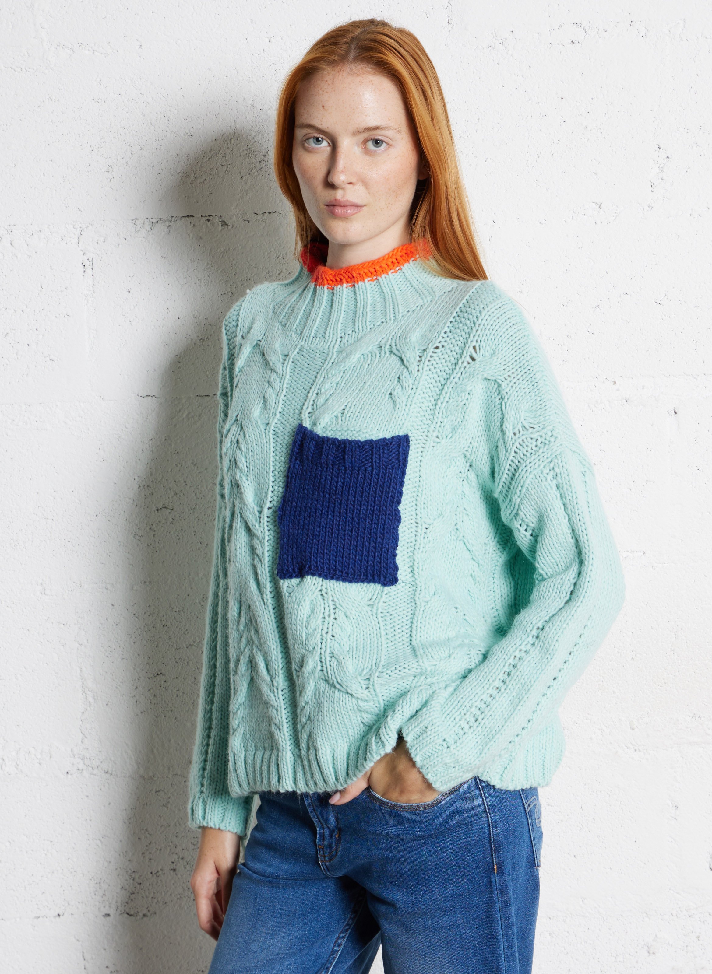 Pull oversize col montant  DR BLOOM Bleu