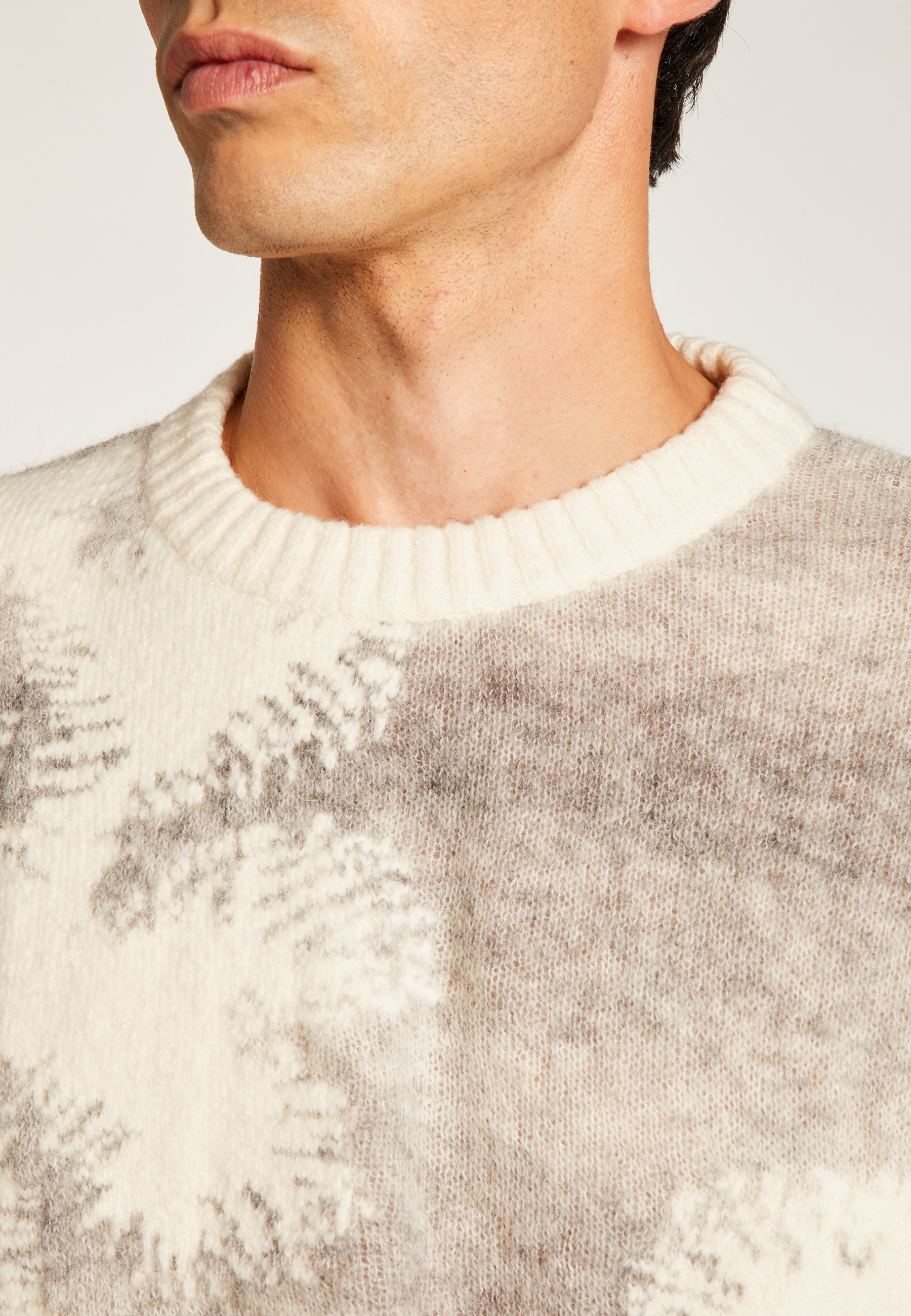 Alpaca and cotton patterned sweater MAISON MONTAGUT Grey