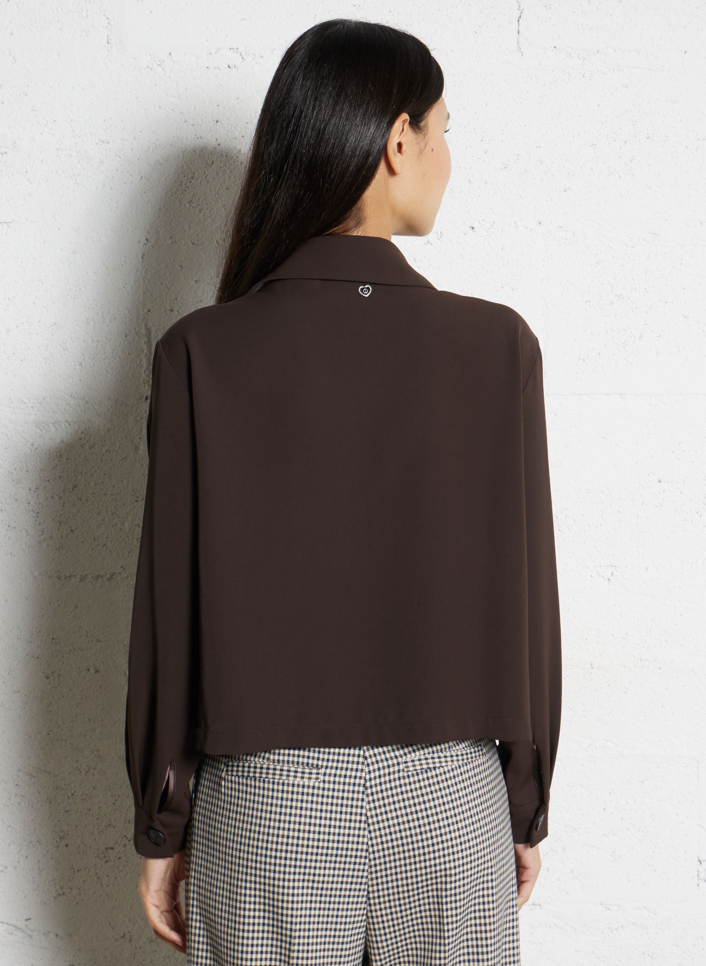 Chemise courte droite col classique PLEASE Marron