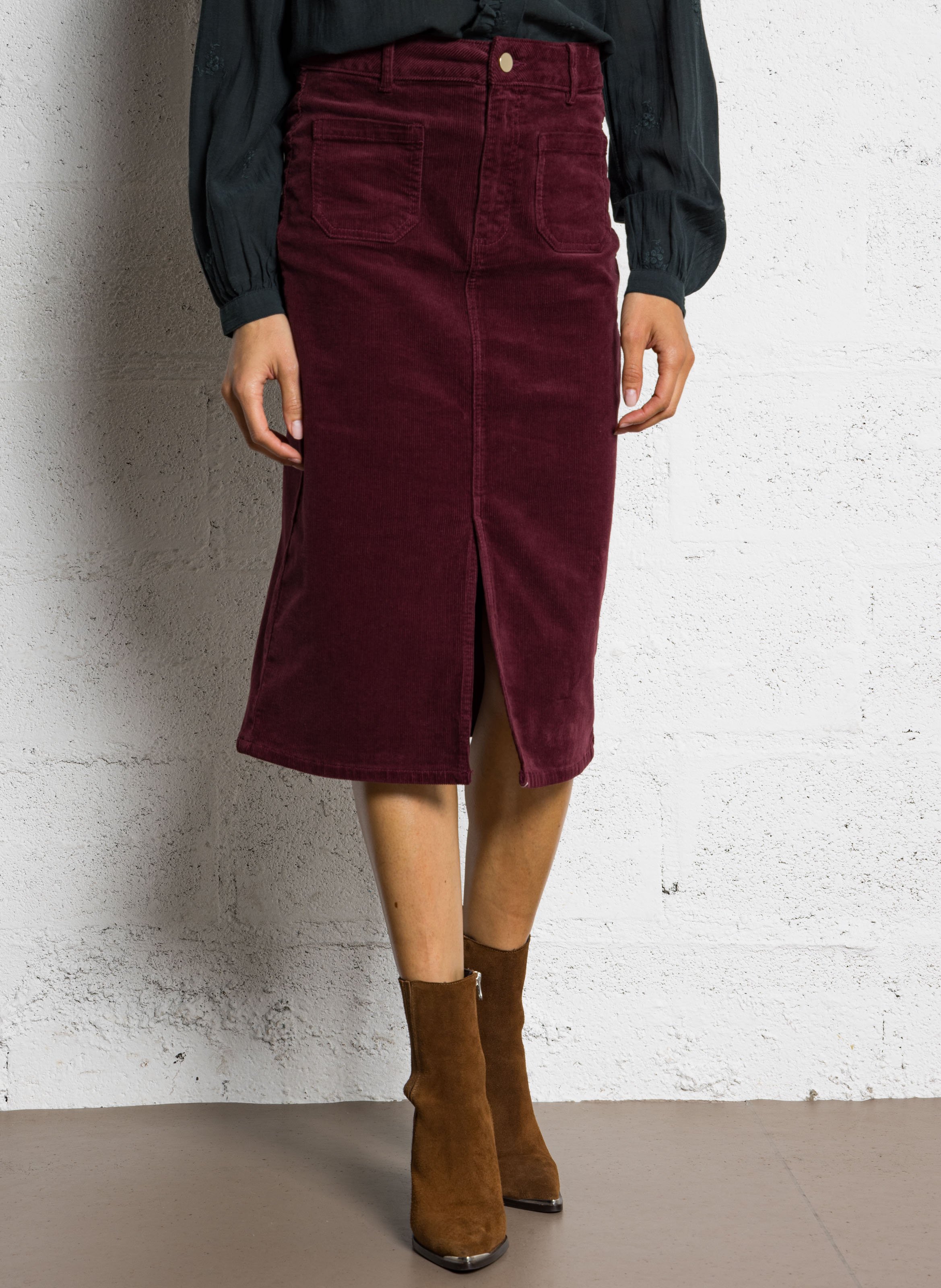 Jupe courte en coton mélangé MAISON 123 Rouge