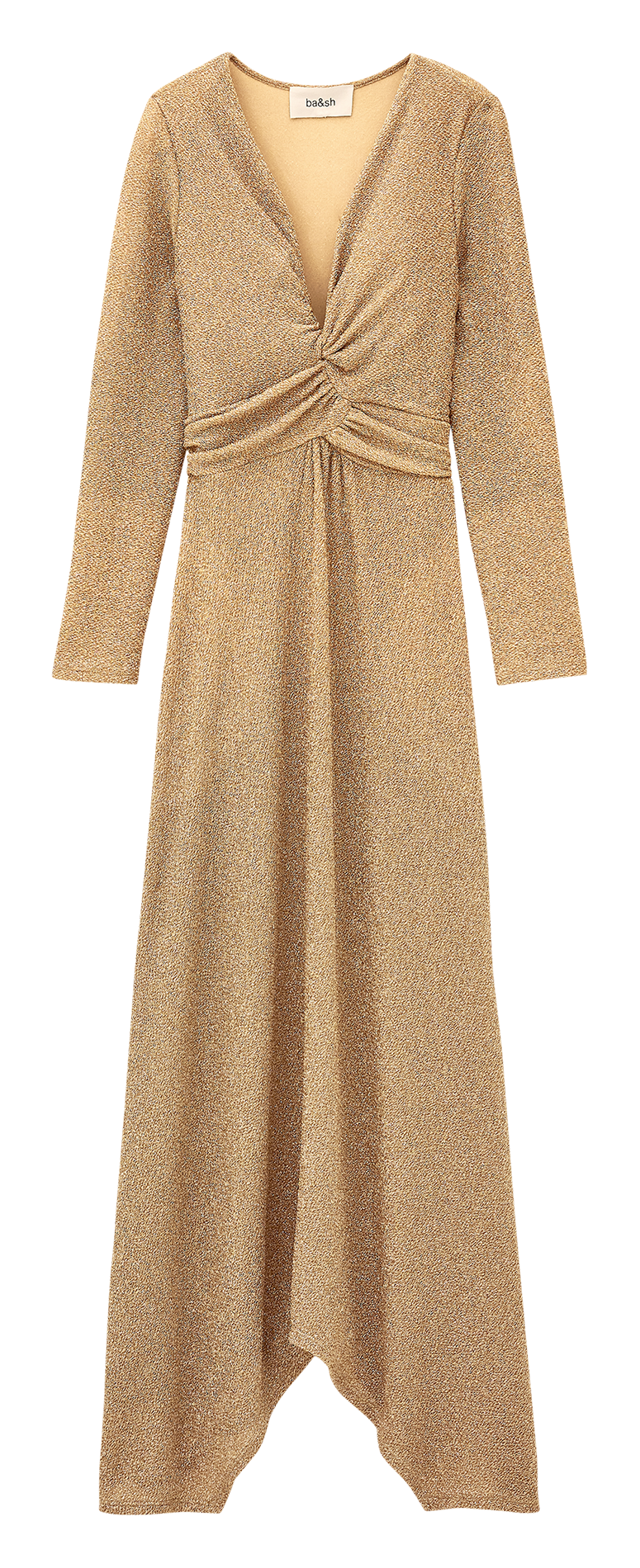 Robe longue col V pailletée BA&SH Doré