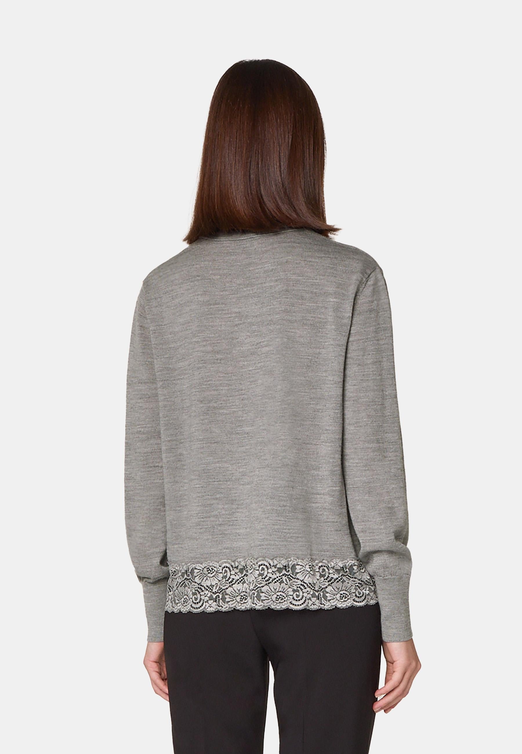 Round neck wool sweater with lace RODIER Grey