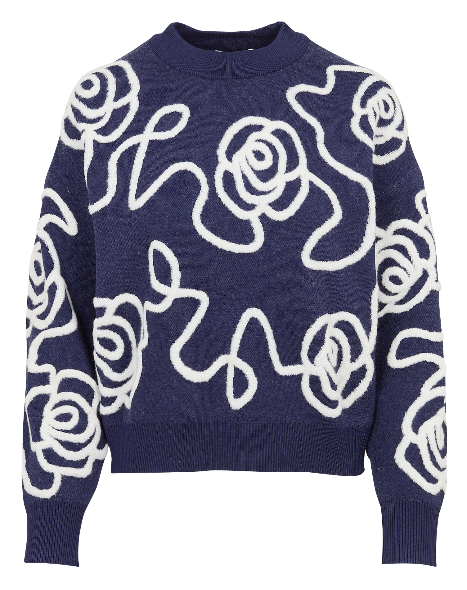 Gerade geschnittener Rundhalspullover aus Strick KOOKAI Blau