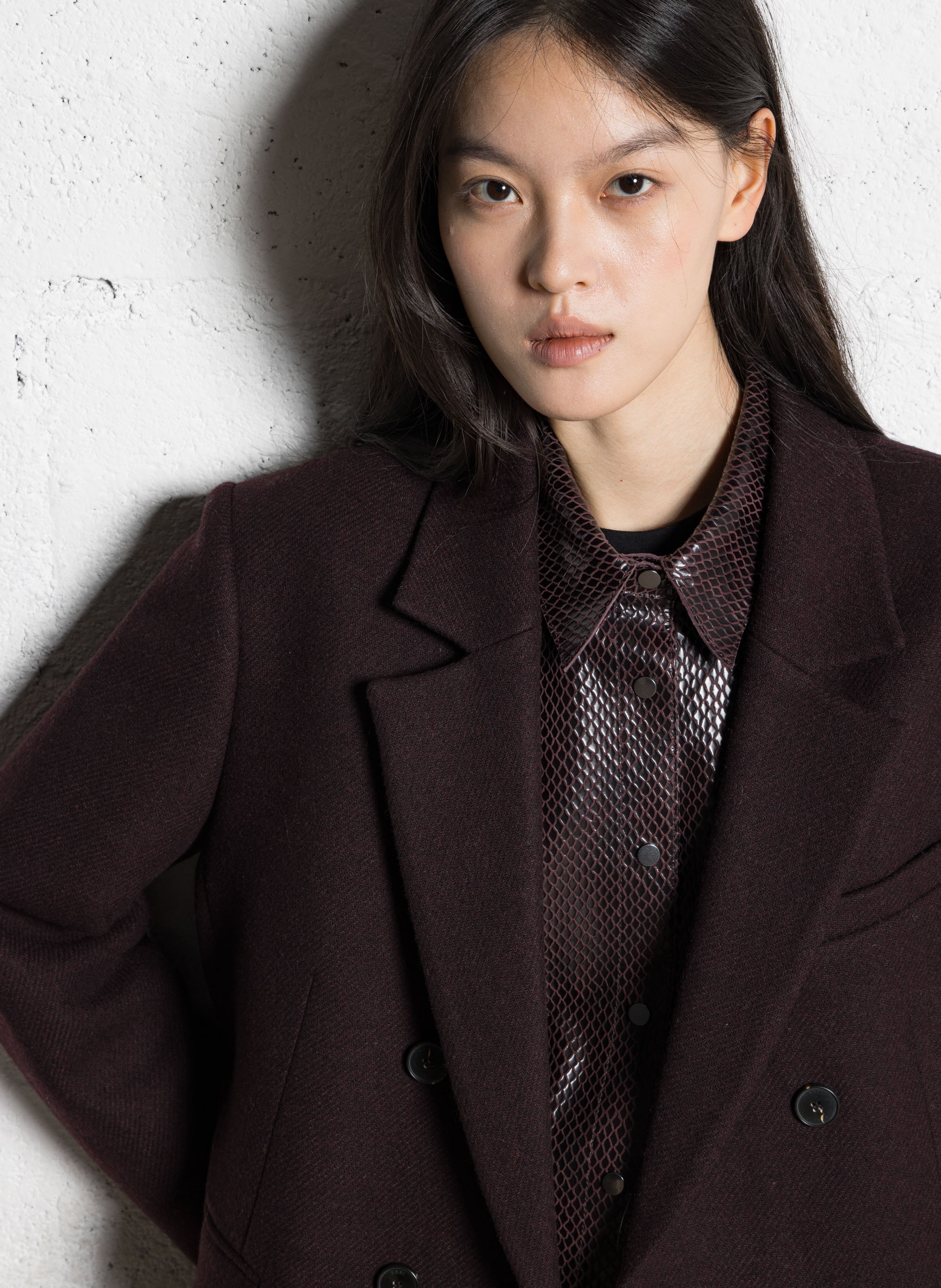 Oversized wool-blend coat with tailored collar IKKS Purple