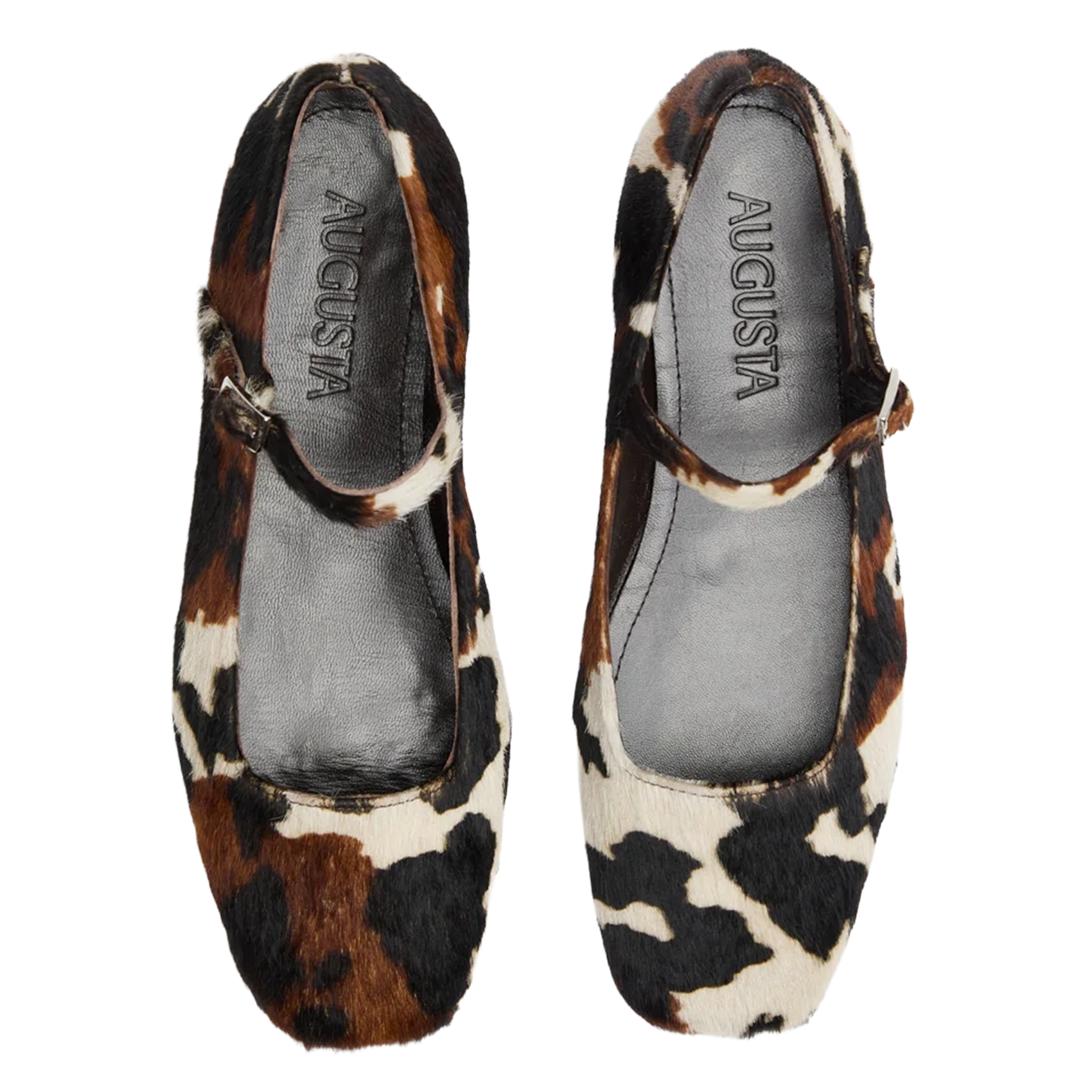 Ballerina's van bedrukt leer AUGUSTA Bruin