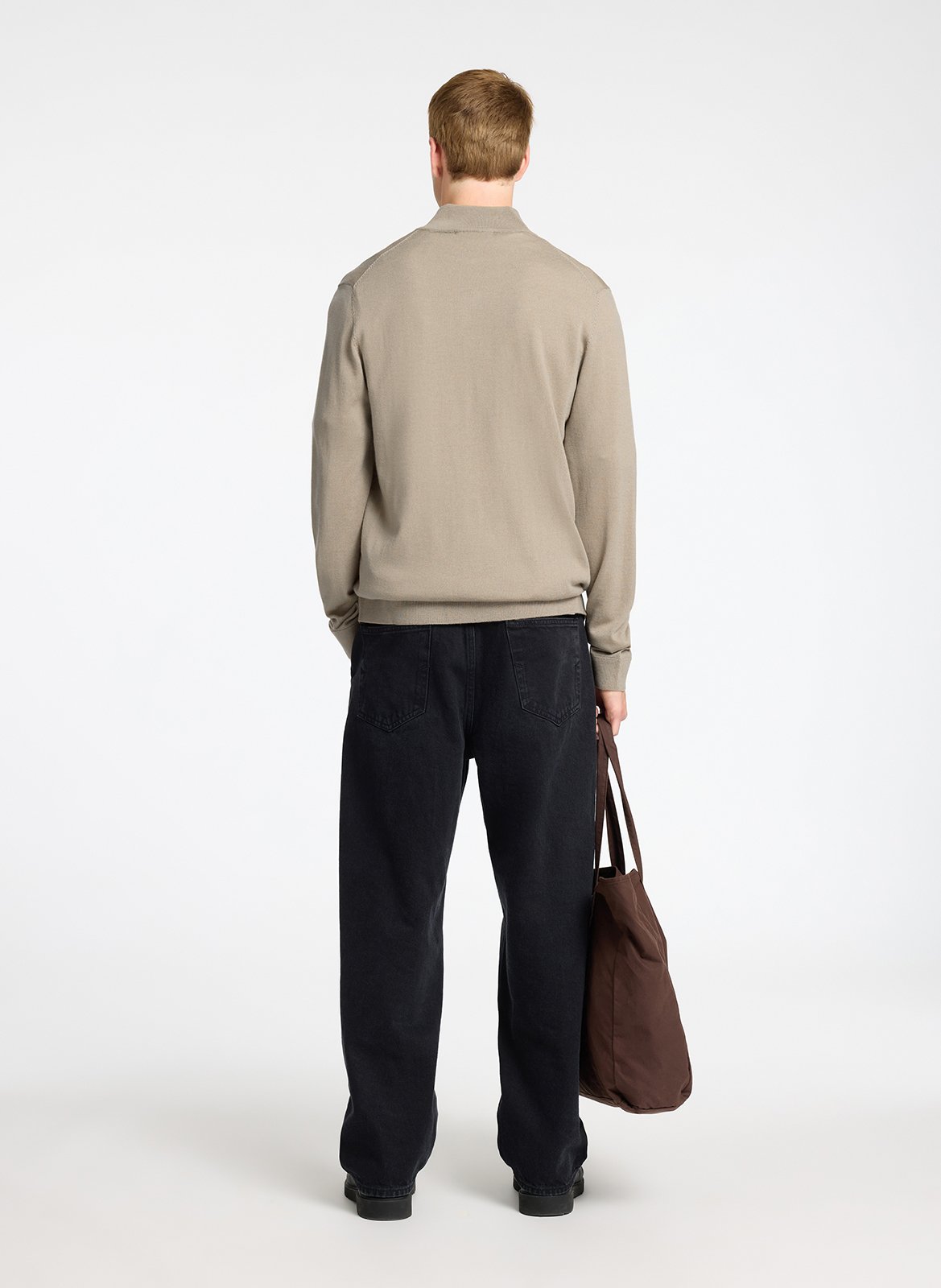 Pull droit col montant en laine SELECTED Marron