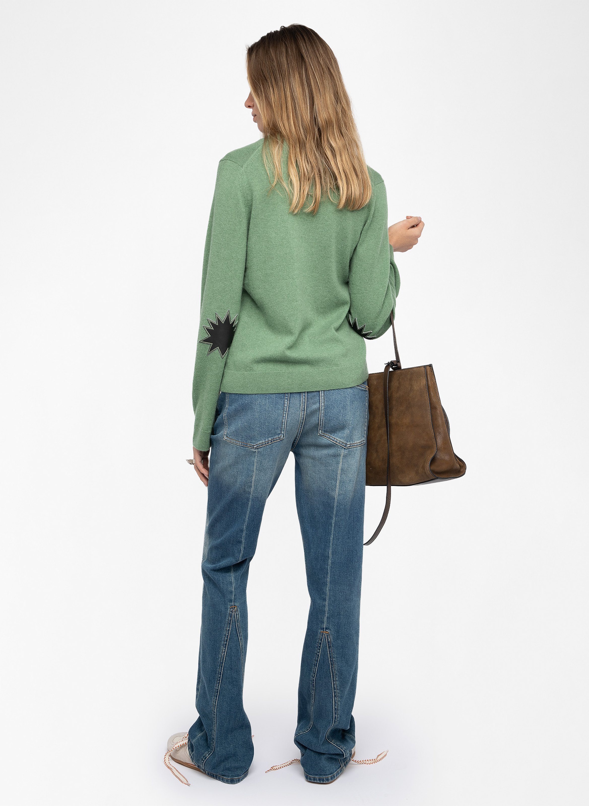 Gerader Pullover mit V-Ausschnitt aus Wolle und Kaschmir ZADIG&VOLTAIRE Grun