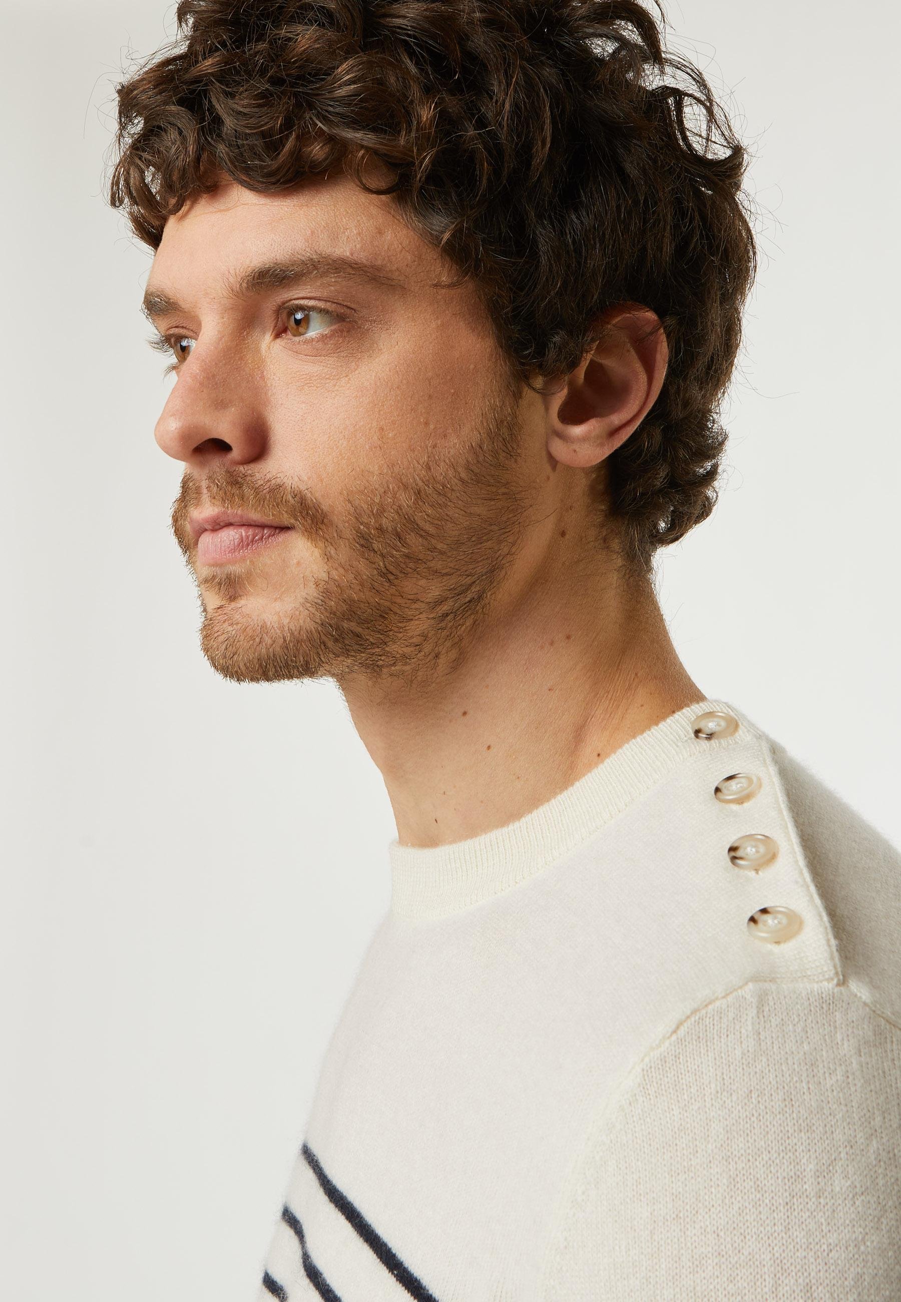 Men's cashmere sailor sweater RODIER White