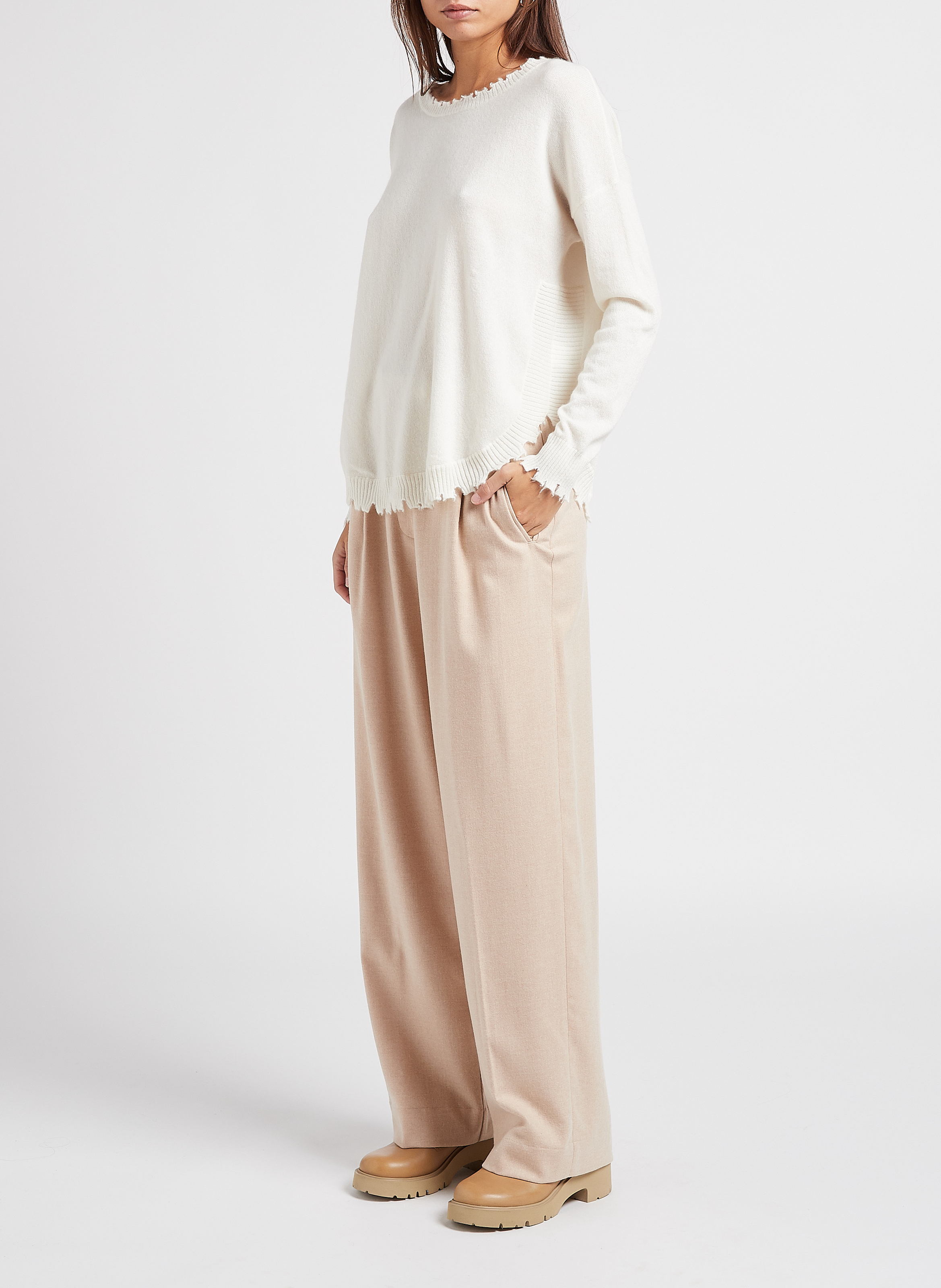 Oversized cashmere knit sweater KUJTEN White