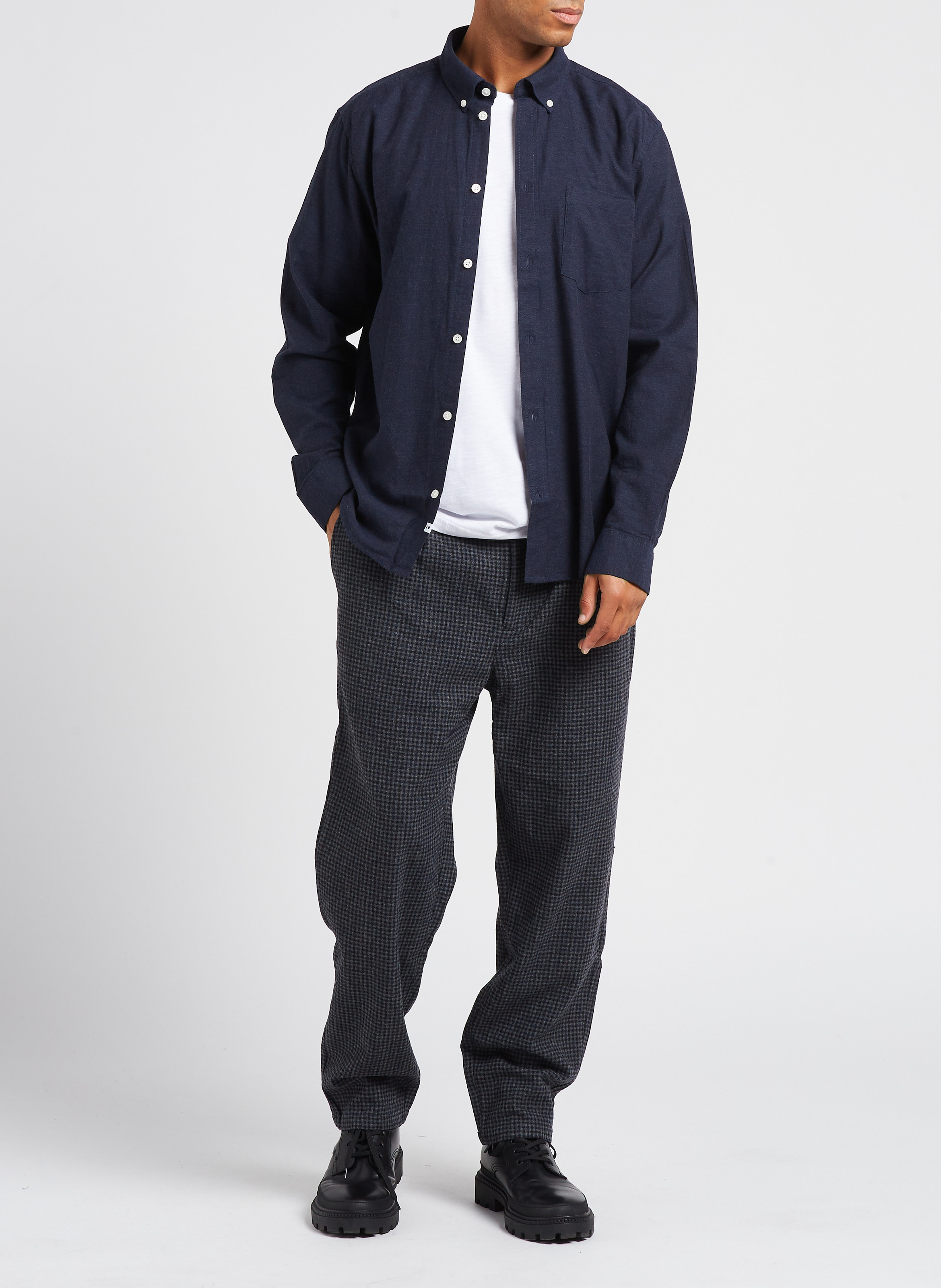 Pantalon chino 7/8 ème en laine mélangée imprimé MINIMUM Argent