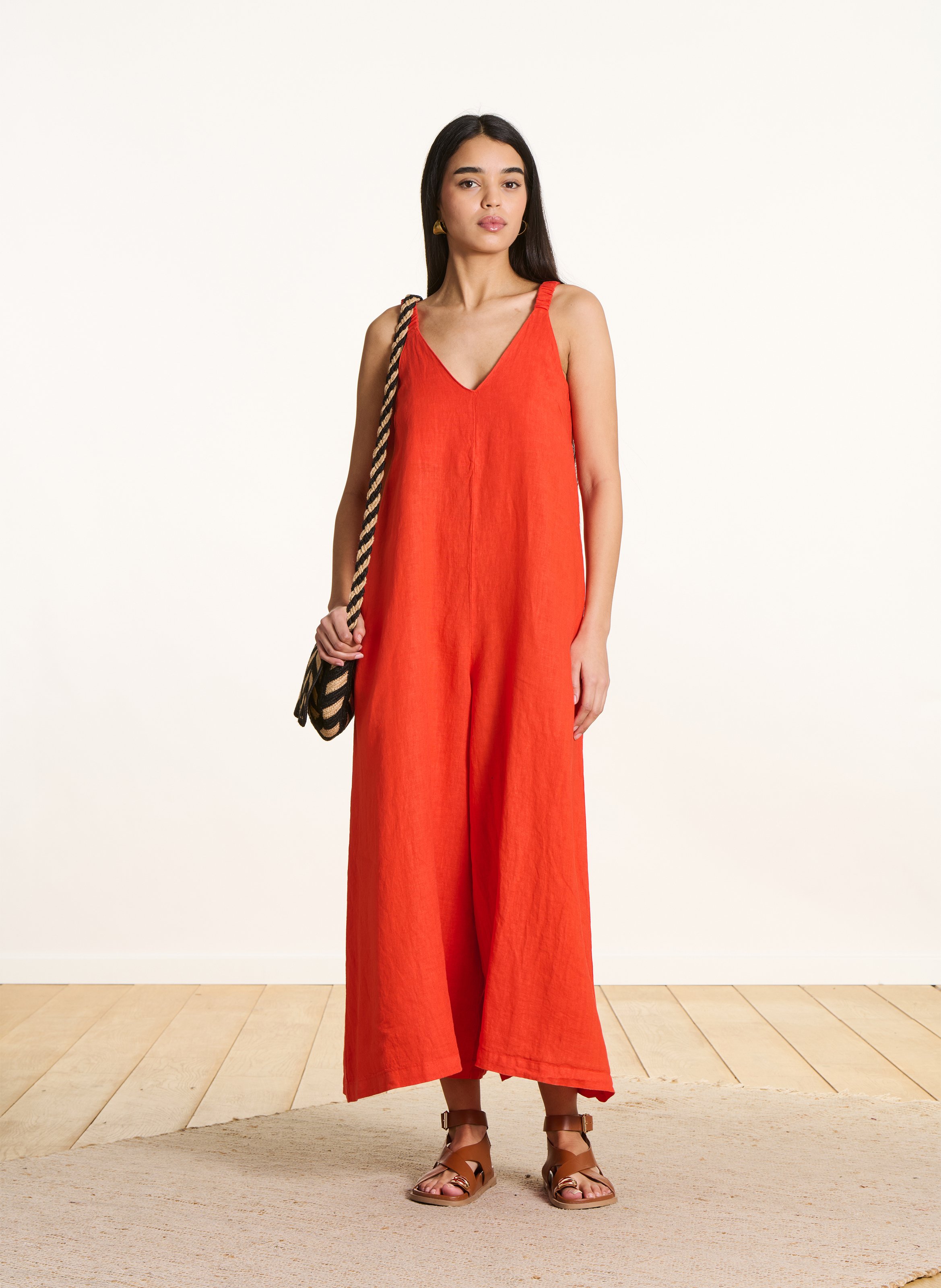 Jumpsuit trousers in plain linen LA FEE MARABOUTEE