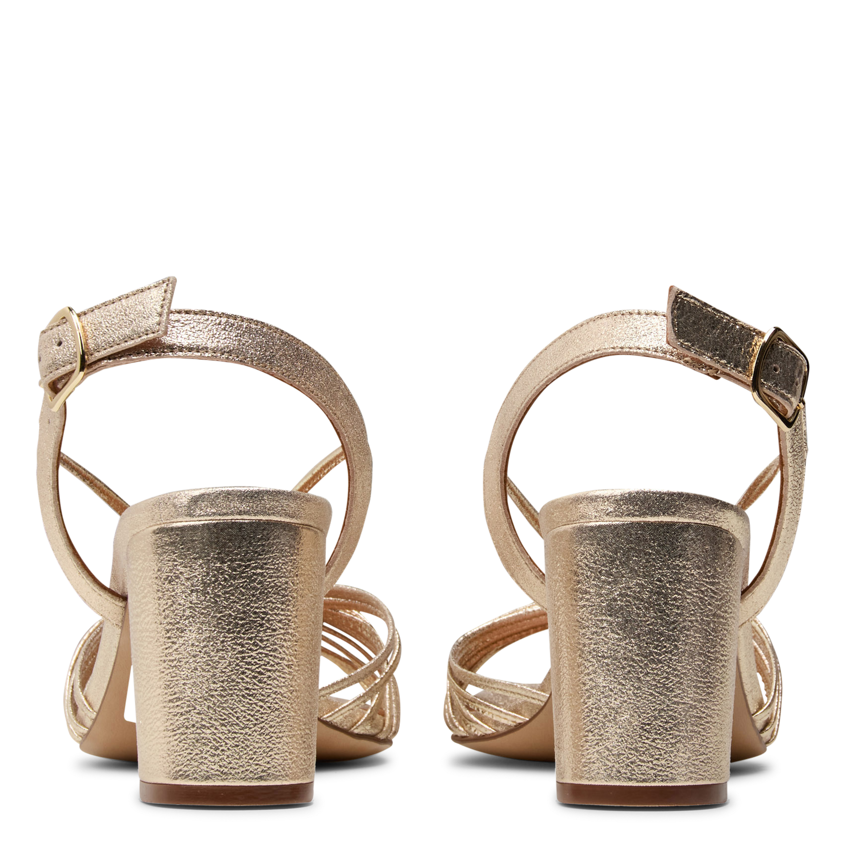 Sandales à talons en cuir métallisé MAISON 123 Doré