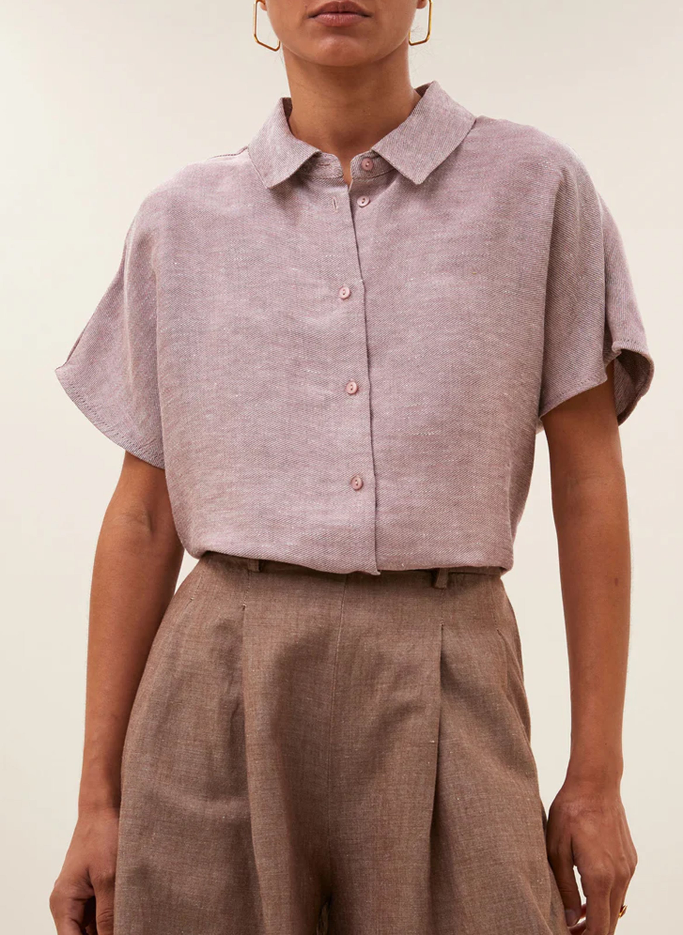 Chemise ample col classique en coton BY BAR Rose