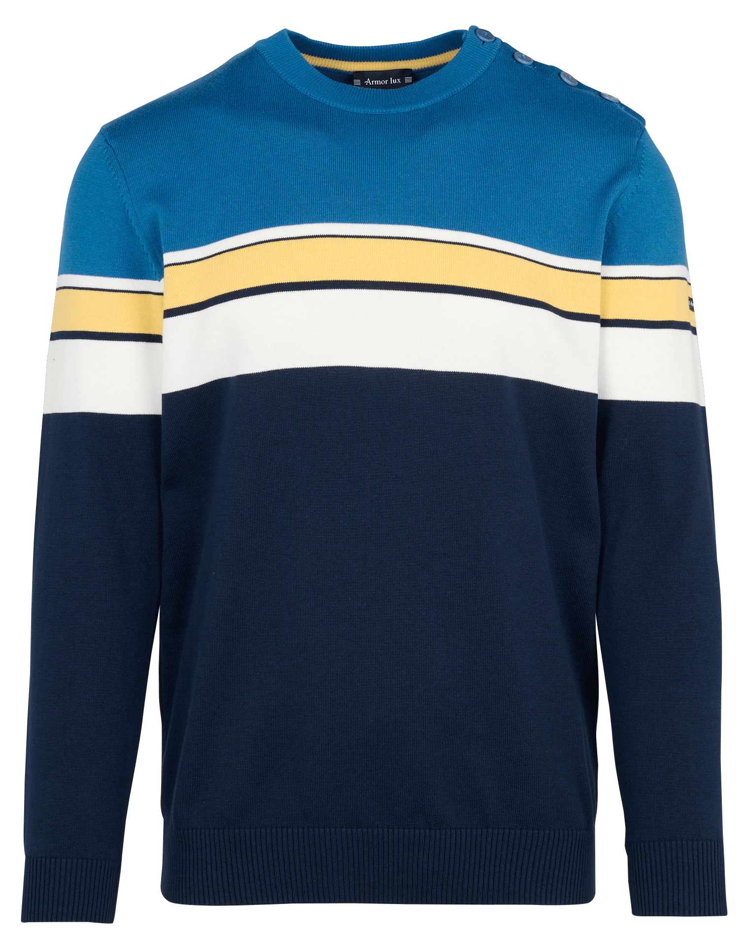 Striped straight round-neck cotton sweater ARMOR LUX Blue