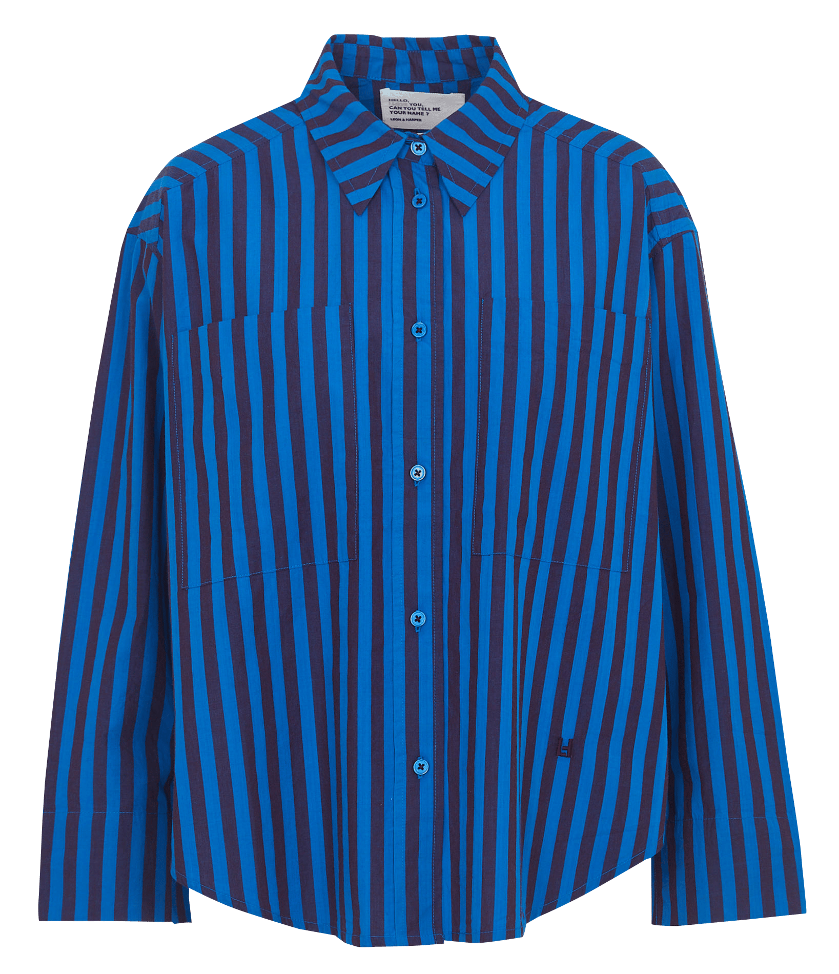 Oversized striped organic cotton shirt LEON & HARPER Blue