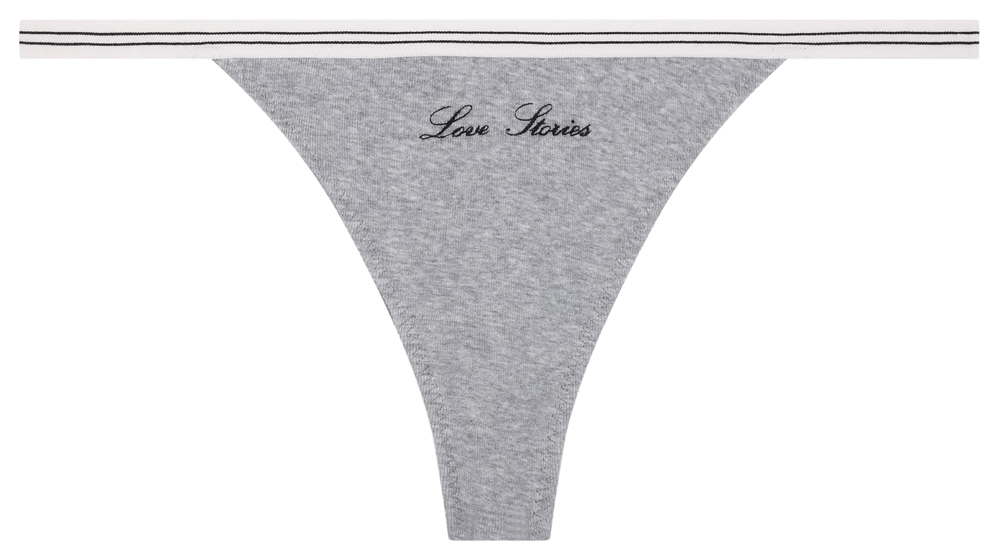 Tanga uni à broderie marque en coton mélangé LOVE STORIES Argent