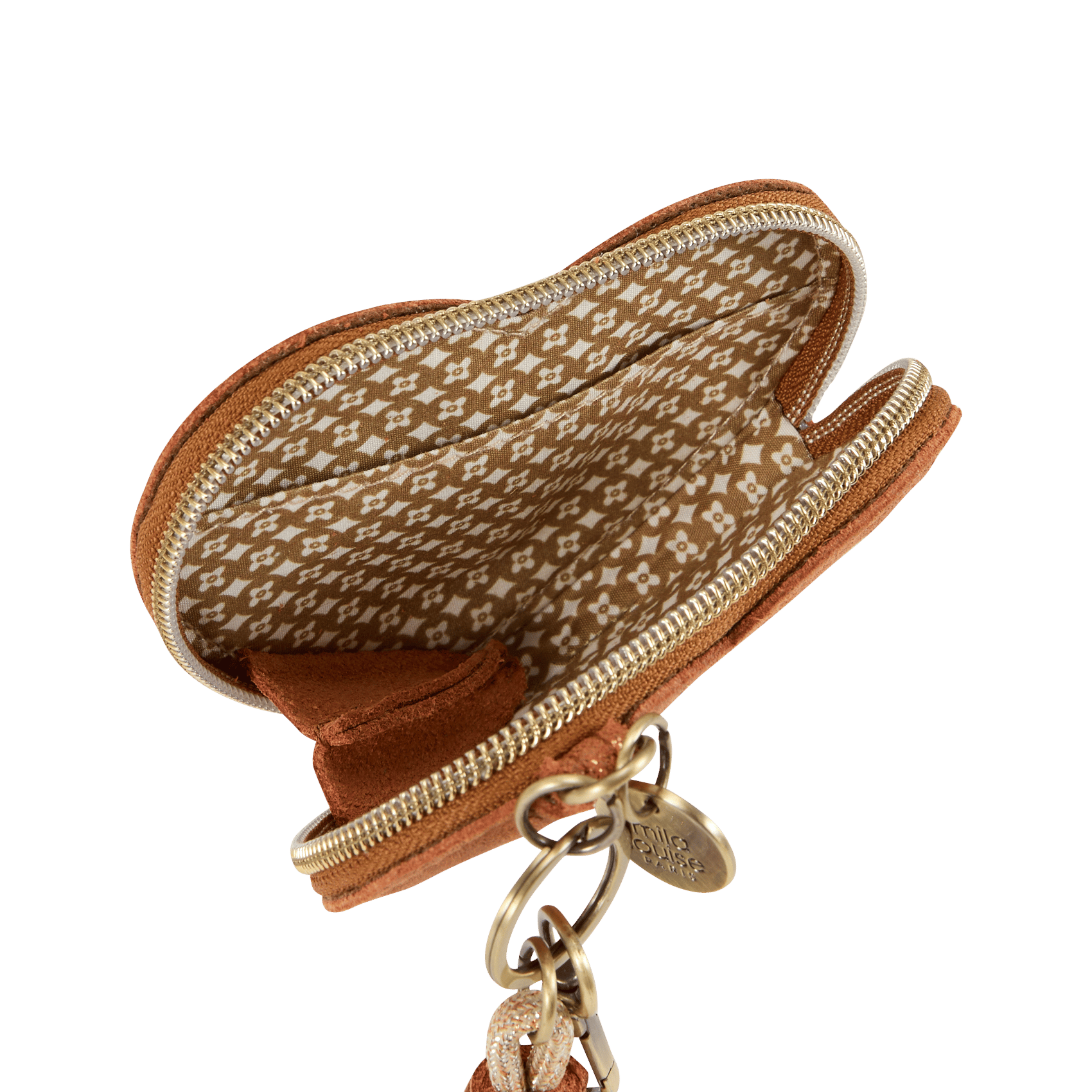 Heart-shaped leather coin purse MILA LOUISE Brown