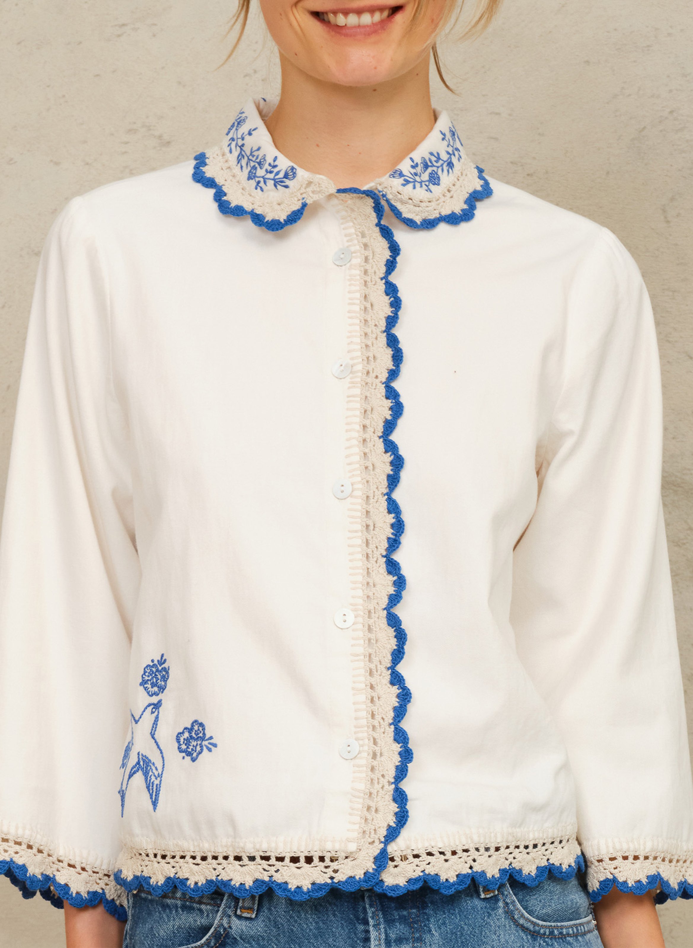 Gerade geschnittenes Baumwollhemd M.A.B.E Weiss