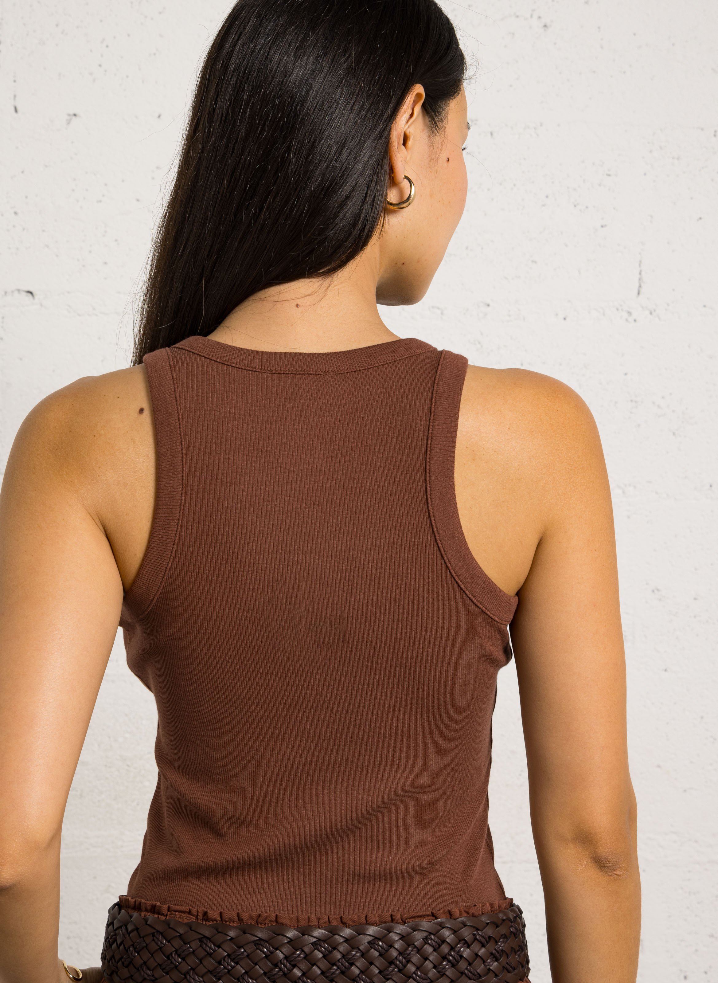 Effen katoenen singlet MAISON 123 Bruin