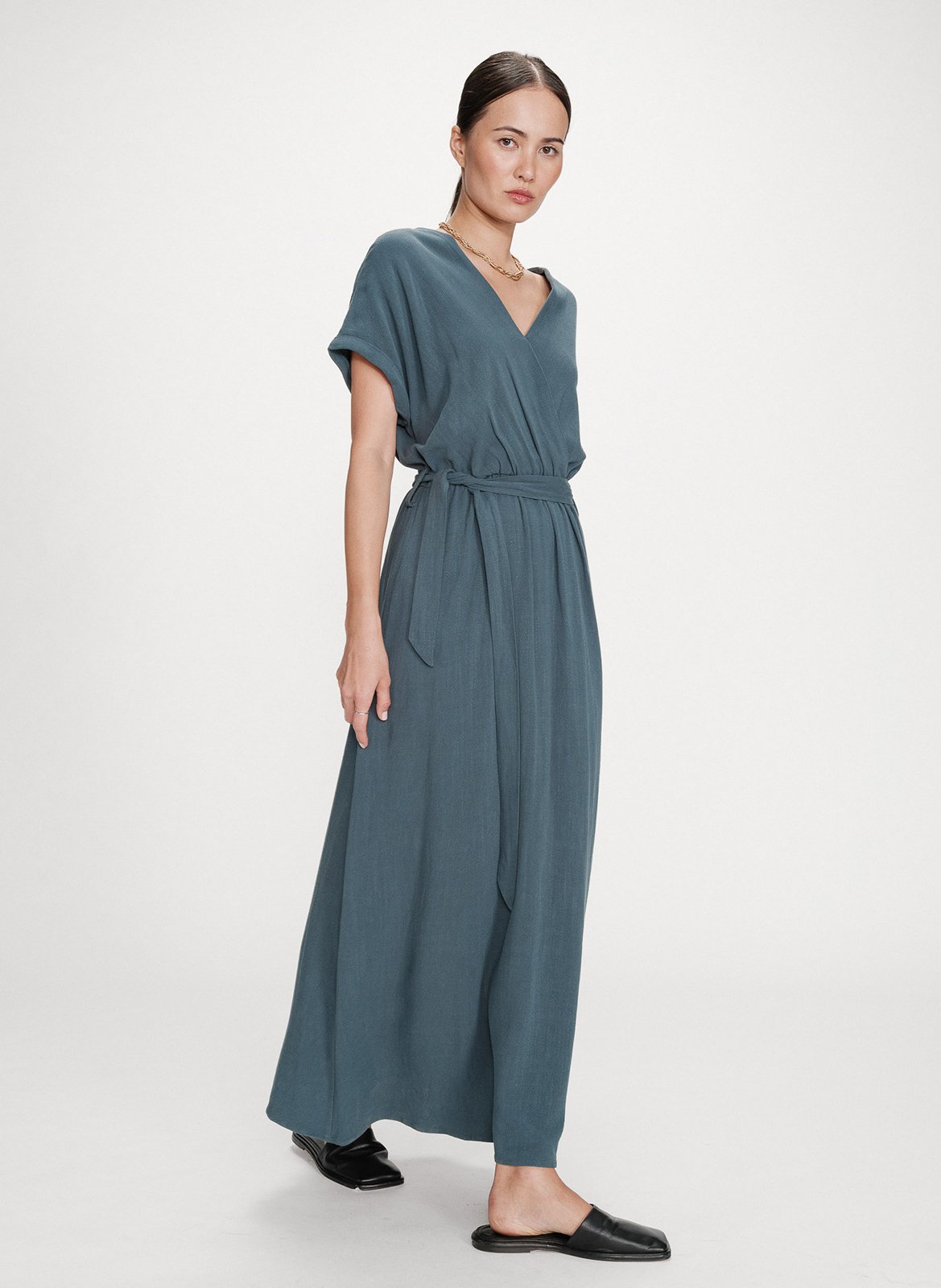 Robe longue col V GRACE ET MILA Vert