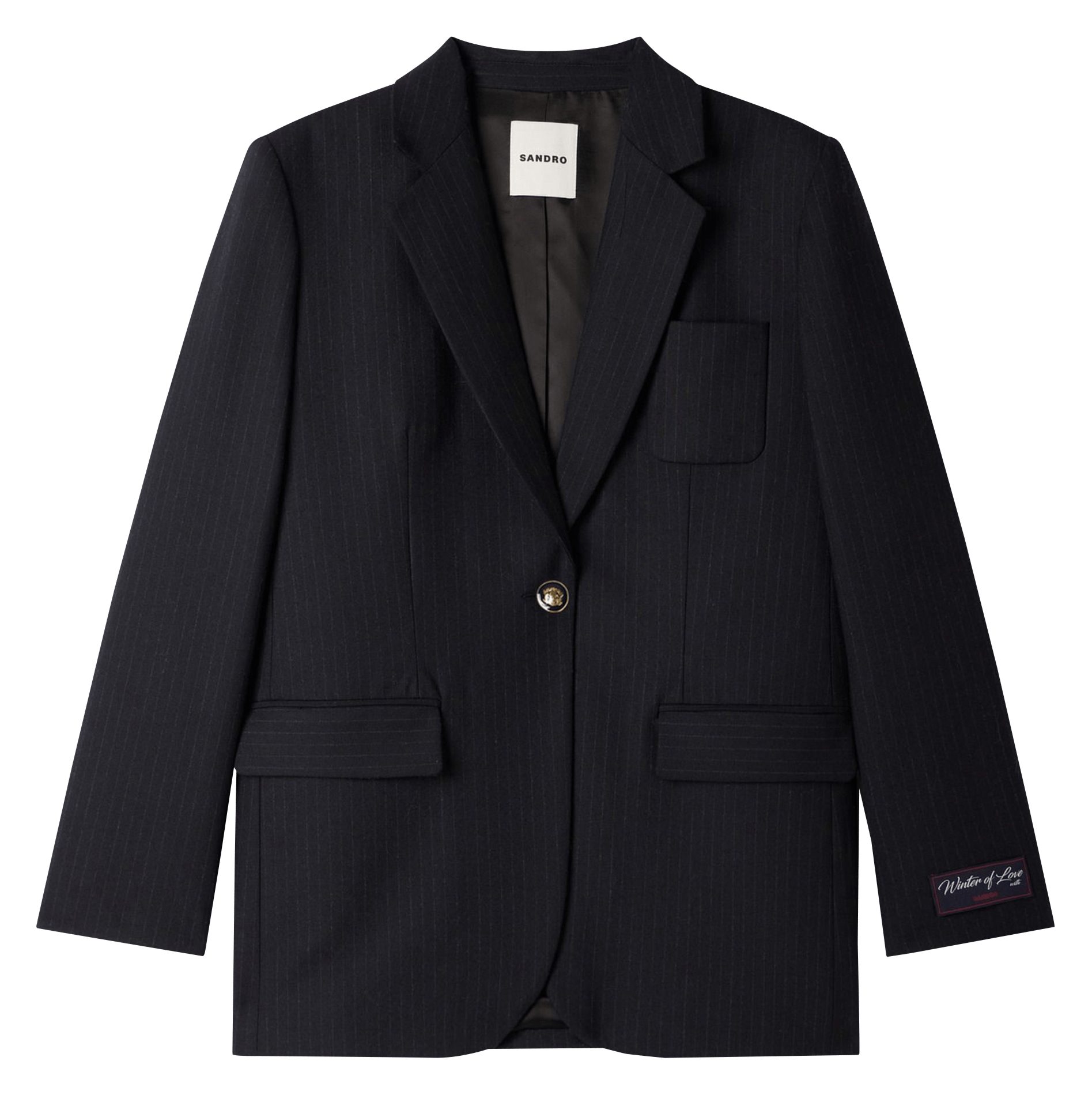 Veste col tailleur en laine mélangée SANDRO Blue
