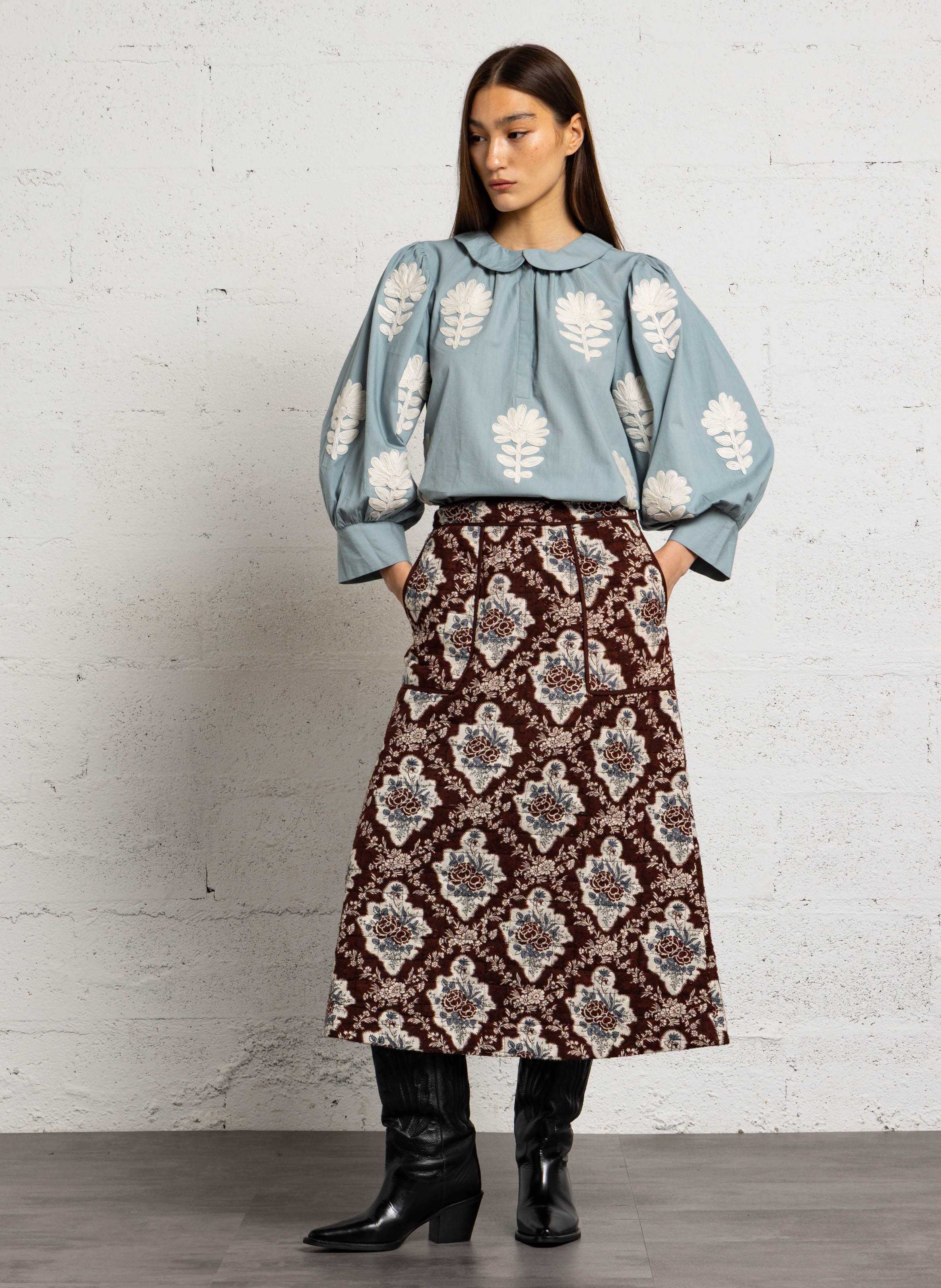 Gepolsterter Baumwollrock ANTIK BATIK Braun