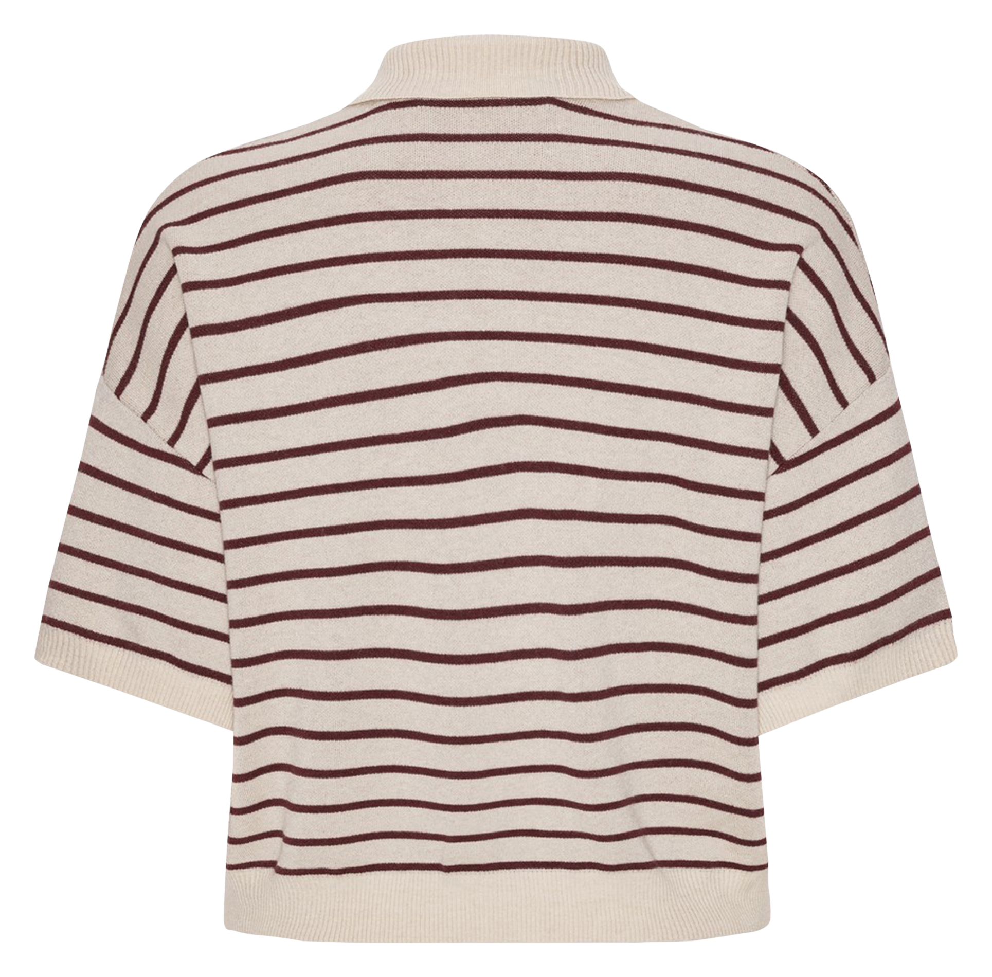 Gestreiftes Poloshirt mit weiten kurzen Ärmeln ROTATE Beige
