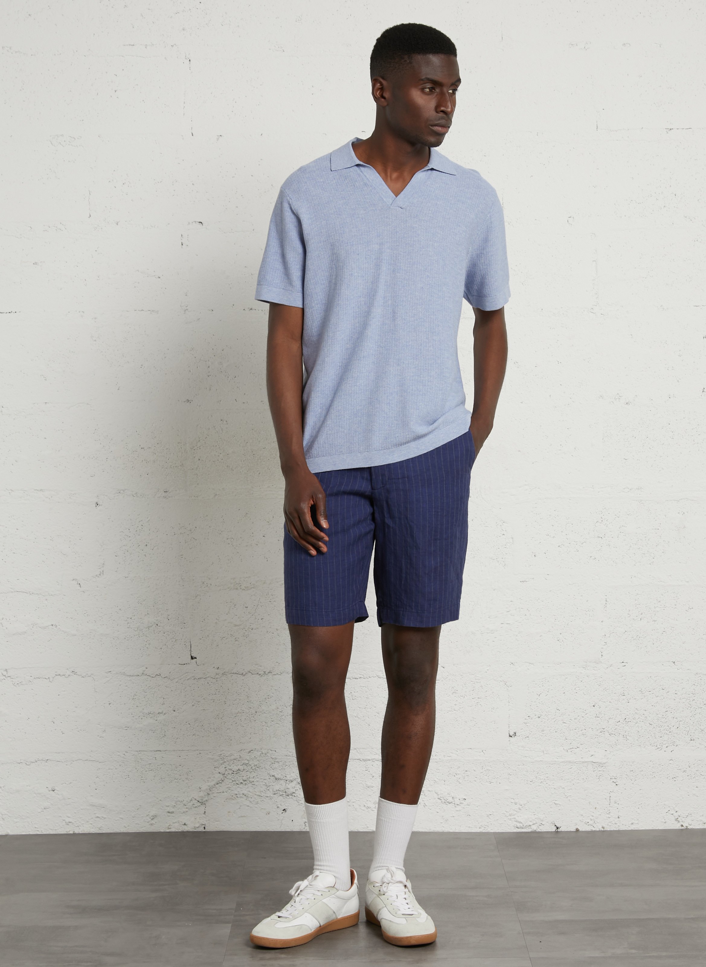 Short droit en lin HACKETT Bleu
