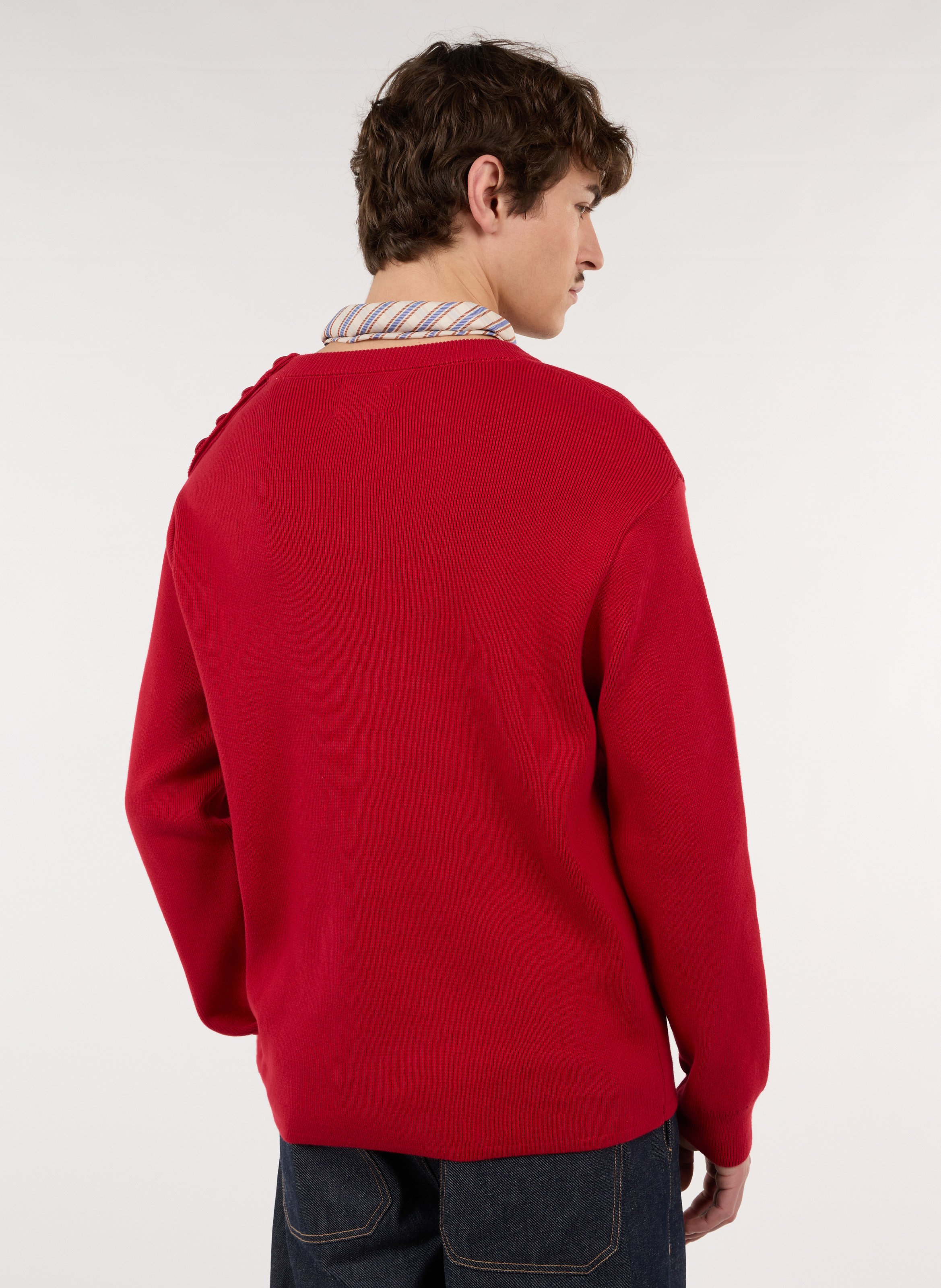 Gerader Rundhals-Pullover aus Baumwolle SAISON 1865 Rot