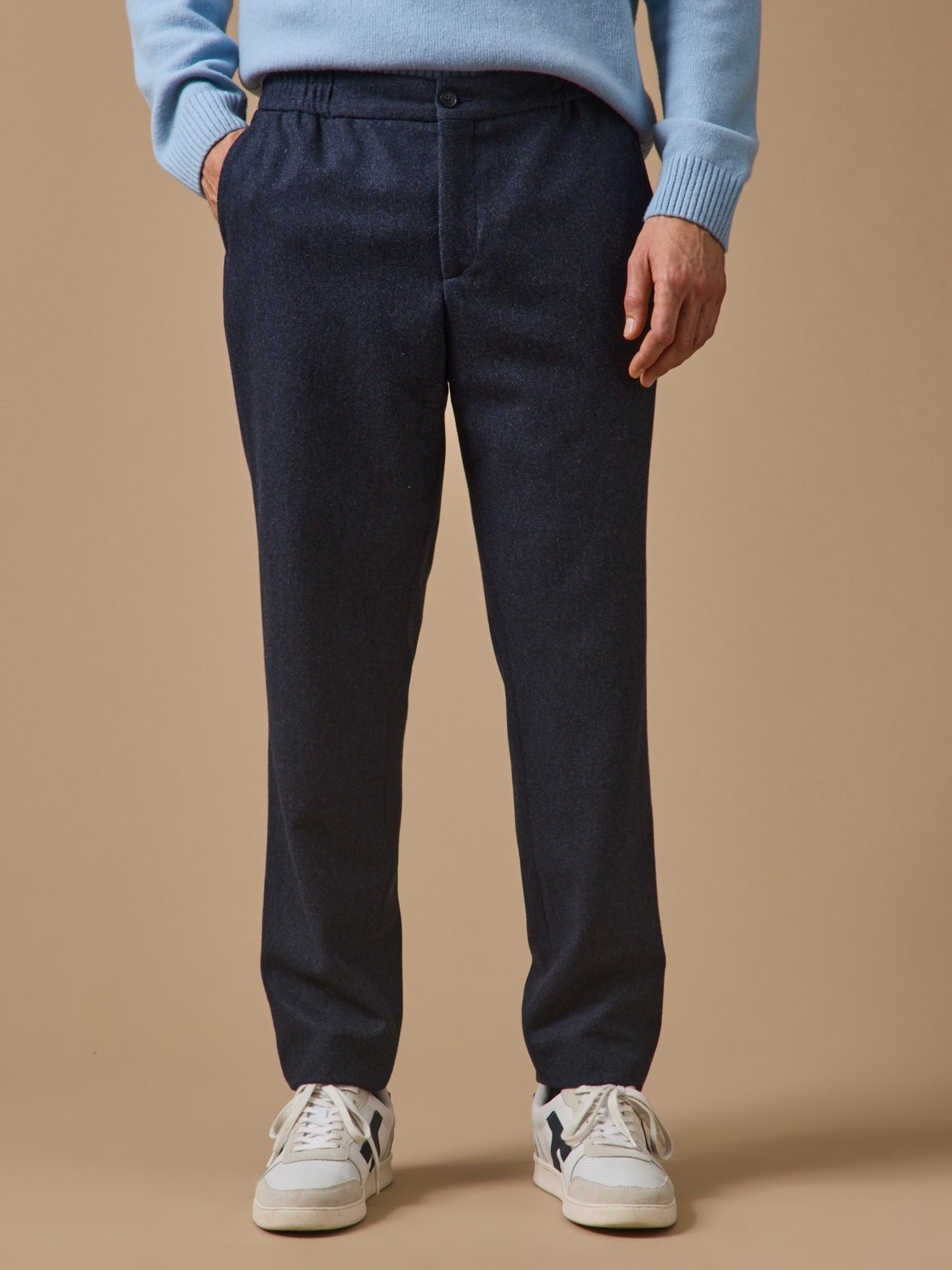 Elasticated Waist Wool Pants CYRILLUS Blue