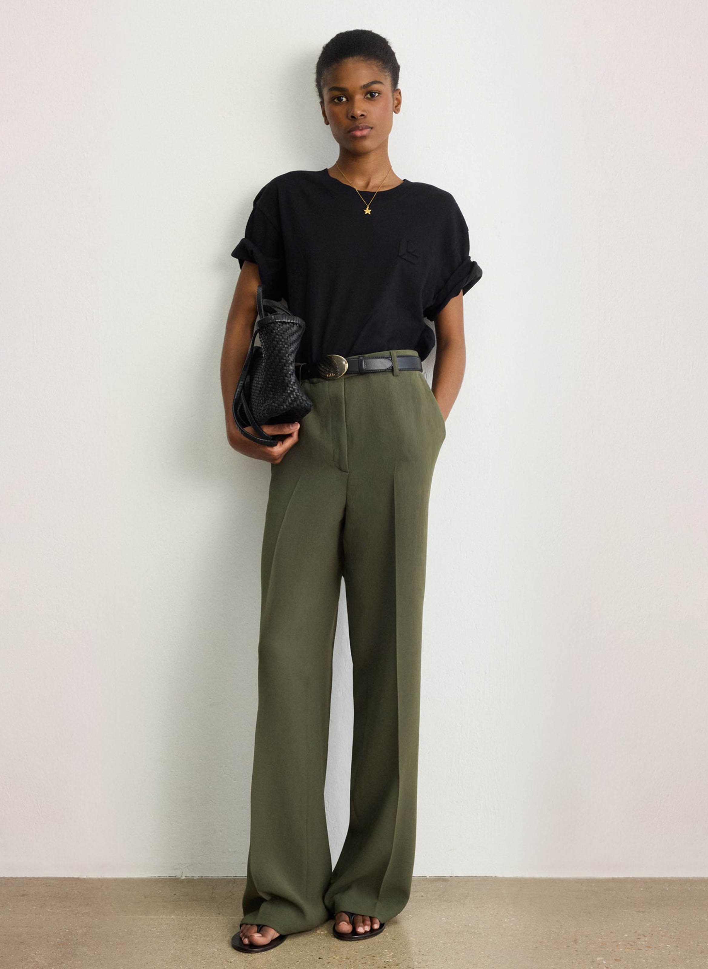 High-waisted carrot-cut trousers PABLO Khaki