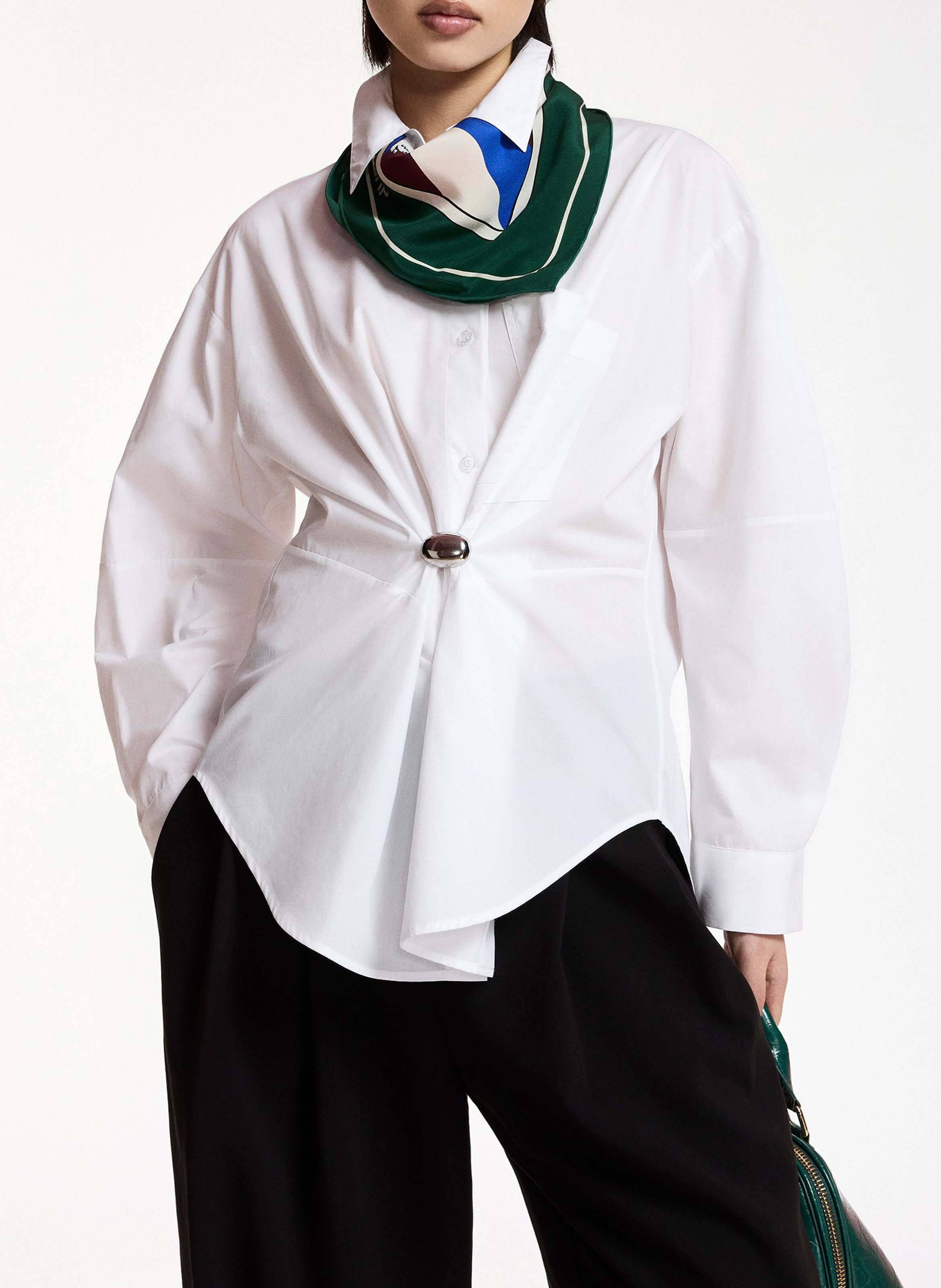 Gerade geschnittene Bluse aus Bio-Baumwolle mit Streifen ESSENTIEL ANTWERP Weiss