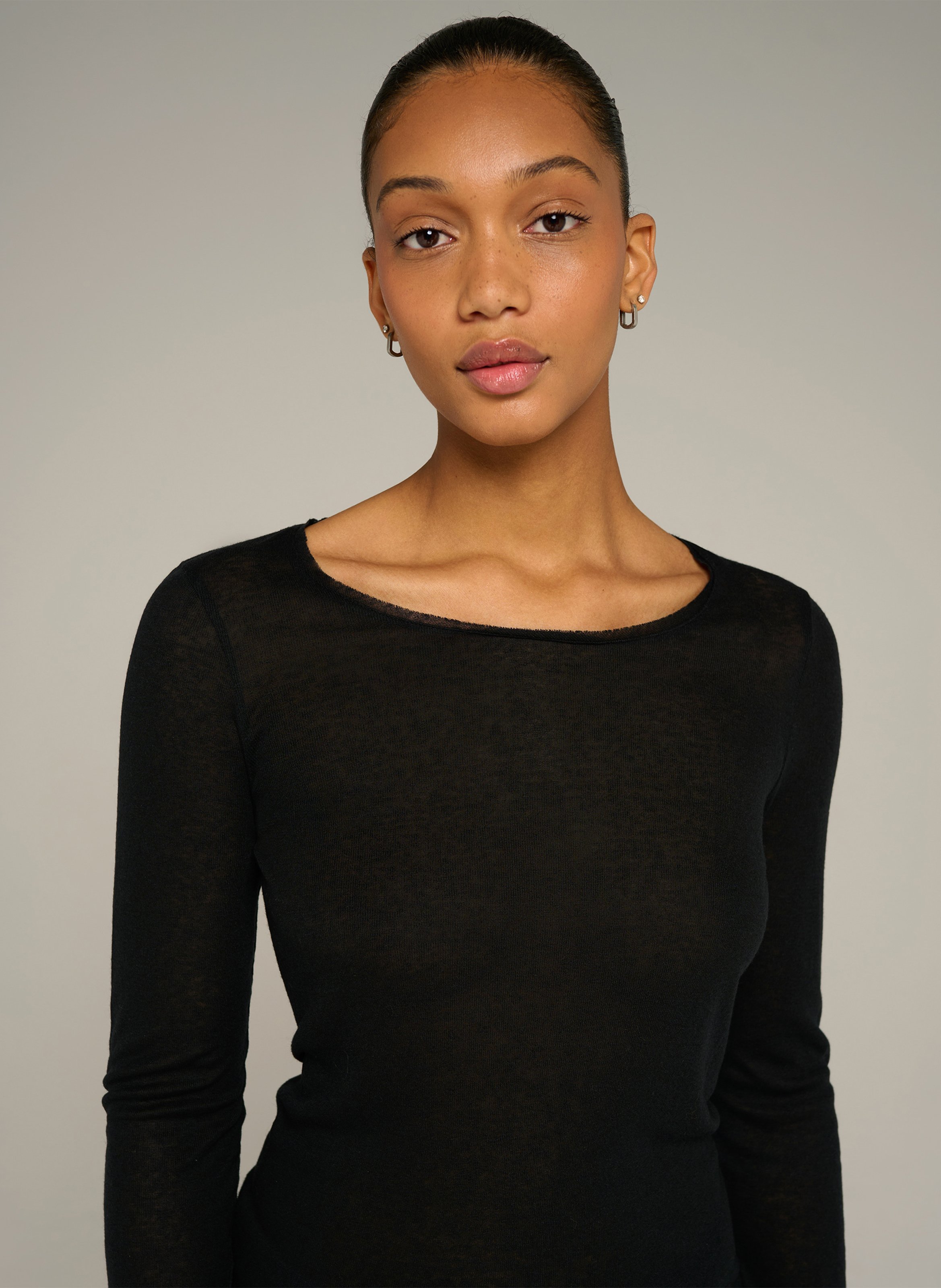 Langarmshirt mit Rundhalsausschnitt | Schwarz COTELAC ACOTE Damen