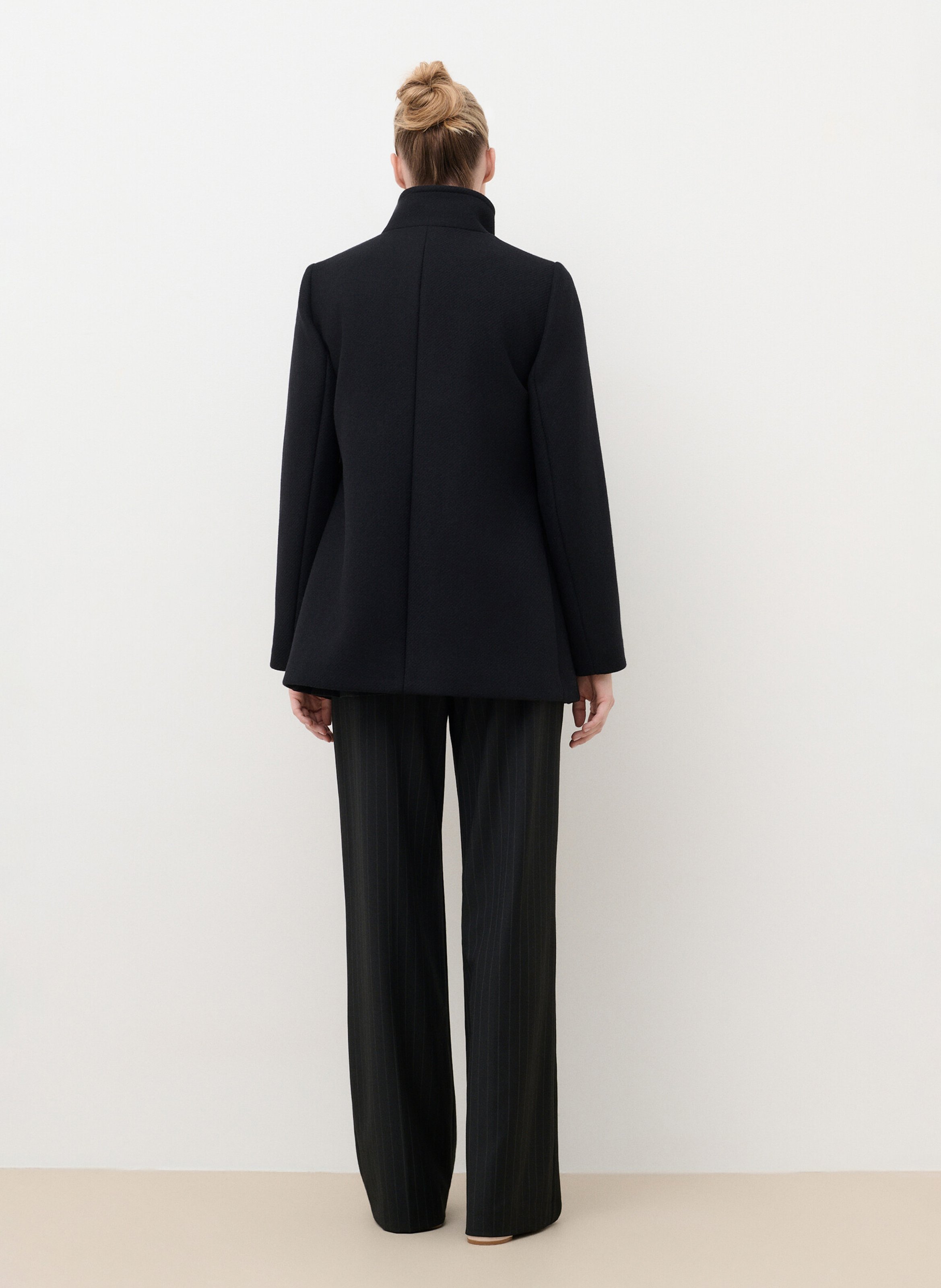 Straight coat in recycled wool blend CAROLL Black