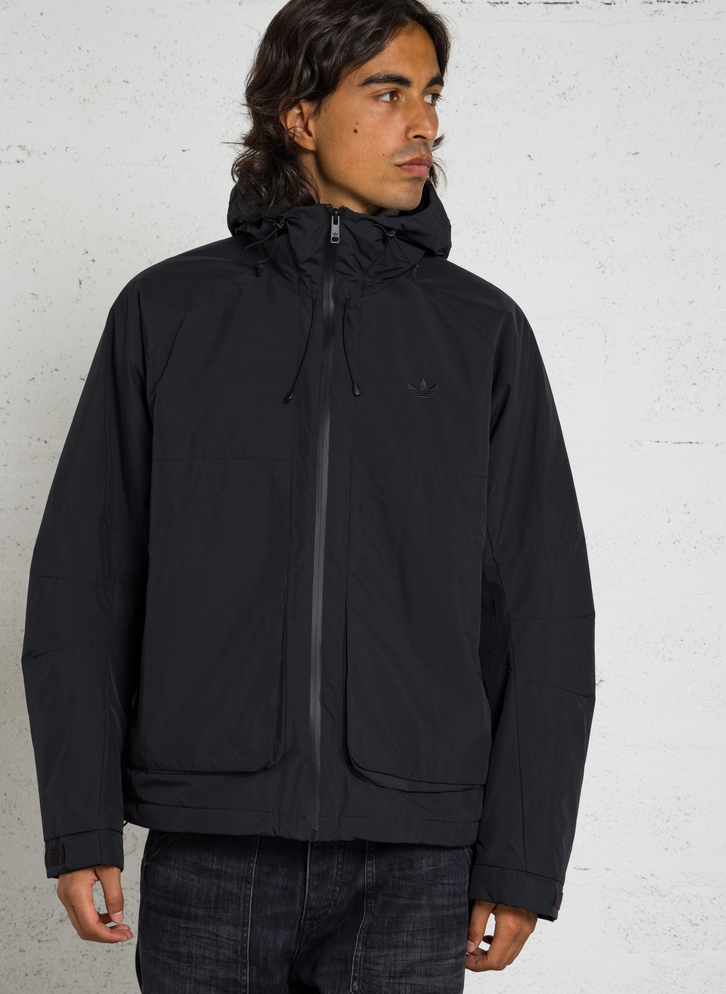 Veste col montant à capuche unie ADIDAS Noir
