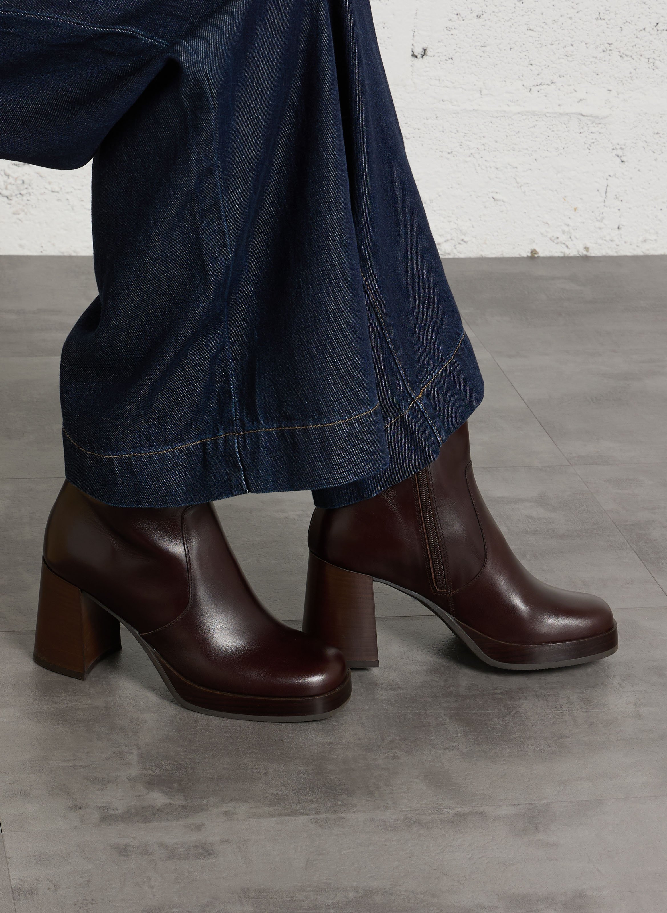 Bottines à talons en cuir BOCAGE Marron