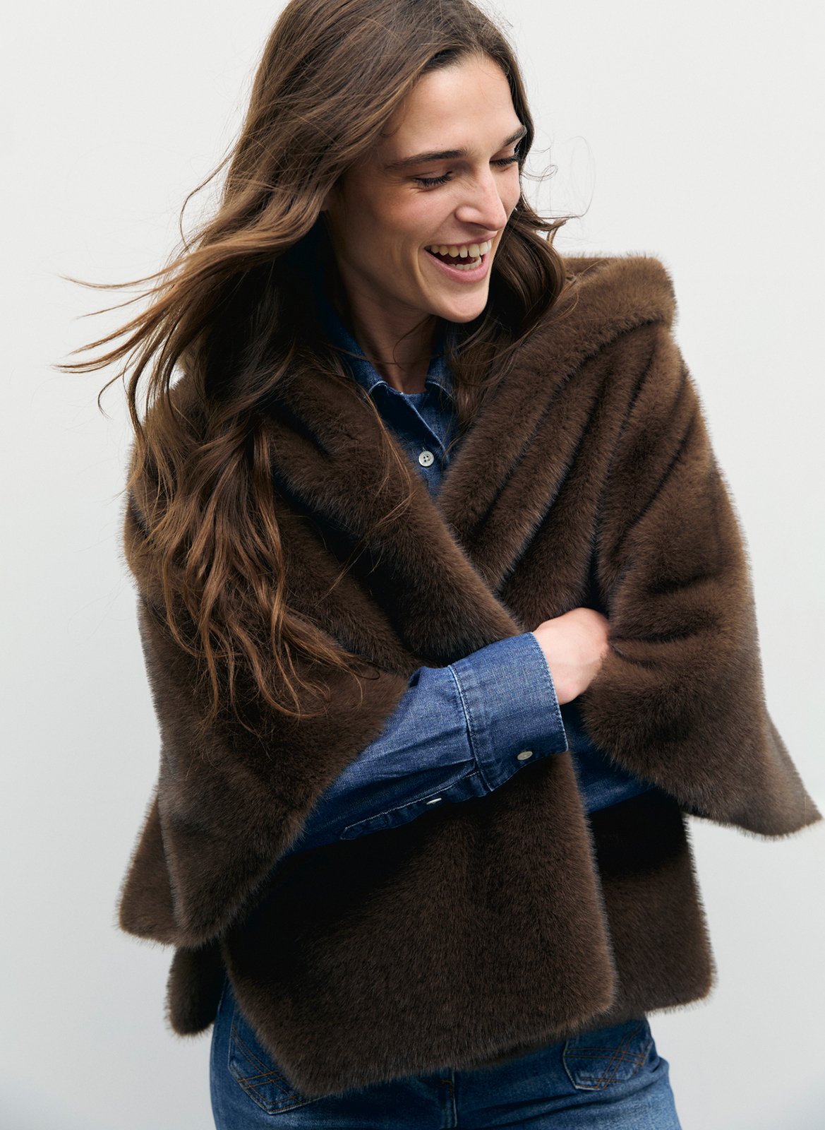 Oversized hooded cape GERARD DAREL Brown