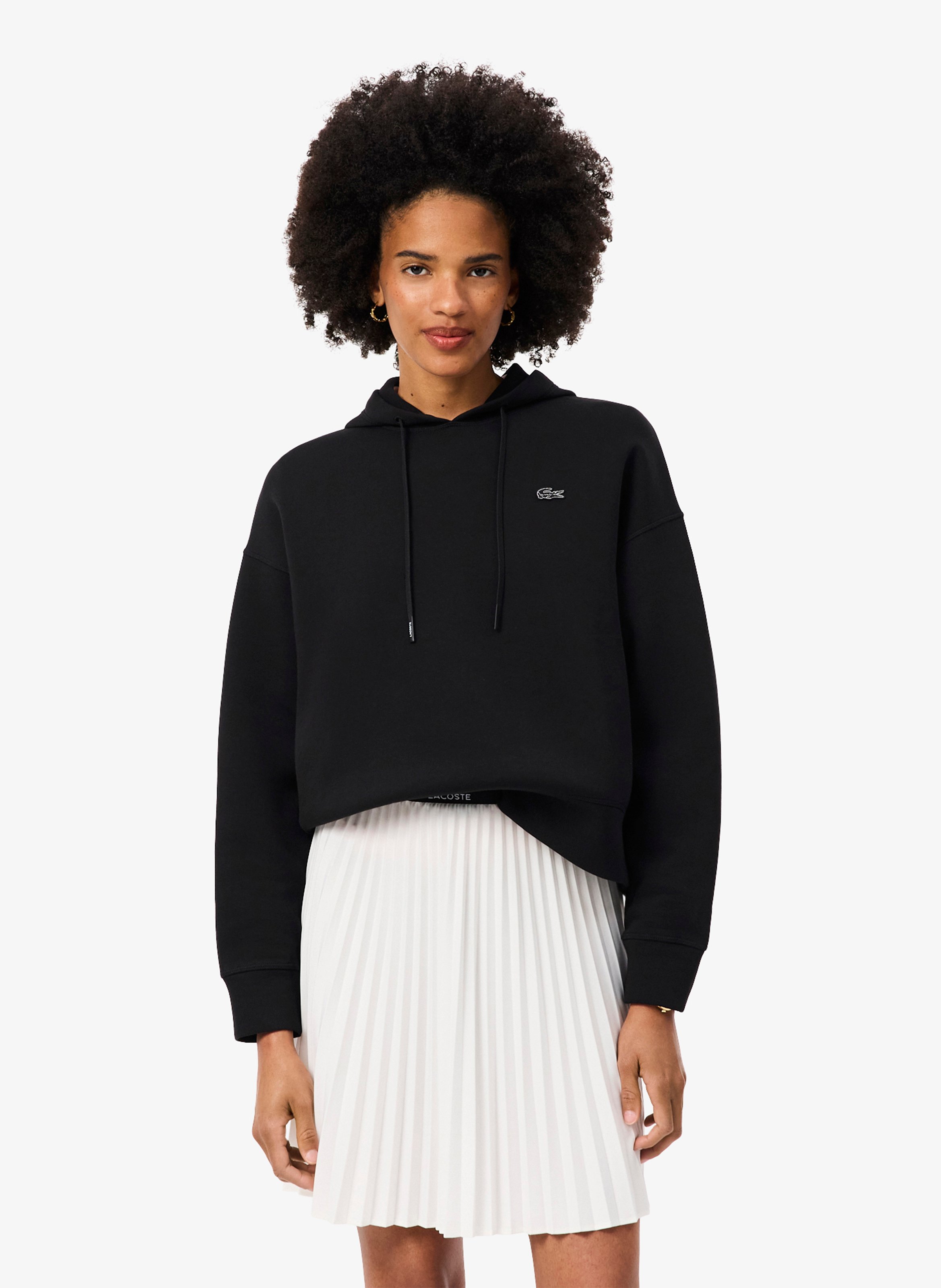 Oversized cotton-blend hoodie LACOSTE Black