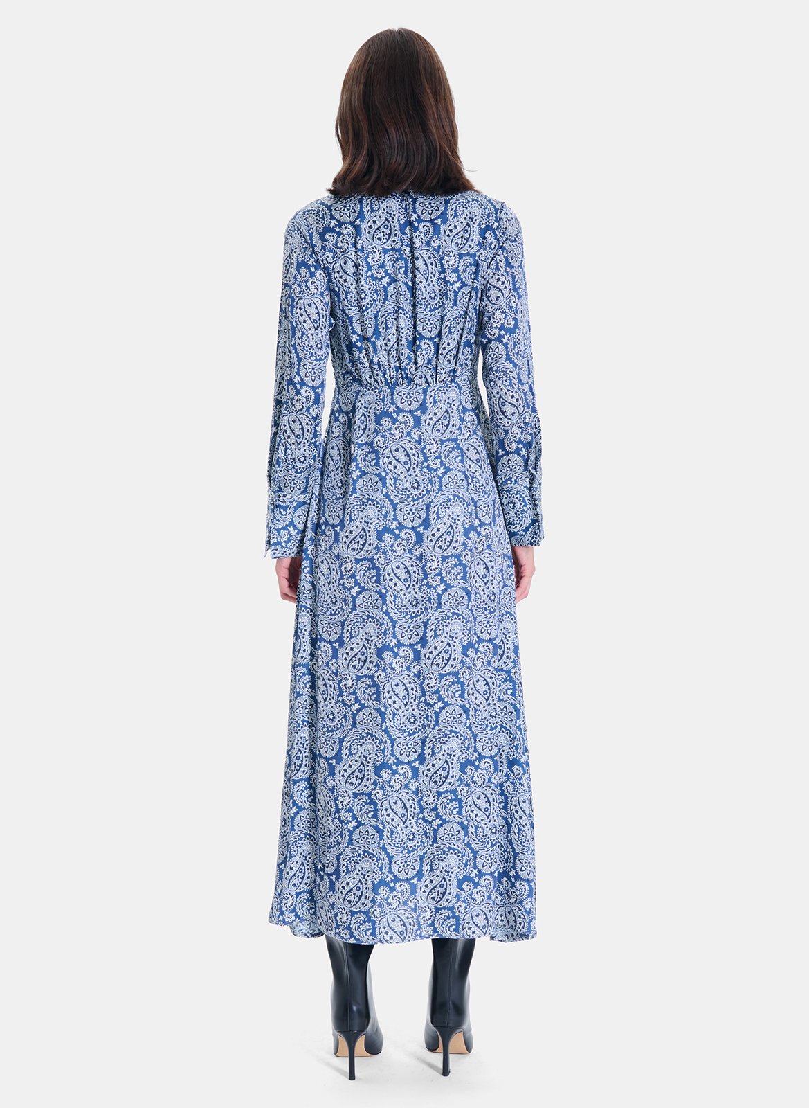 Flowy Printed Loose Dress ZAPA Blue